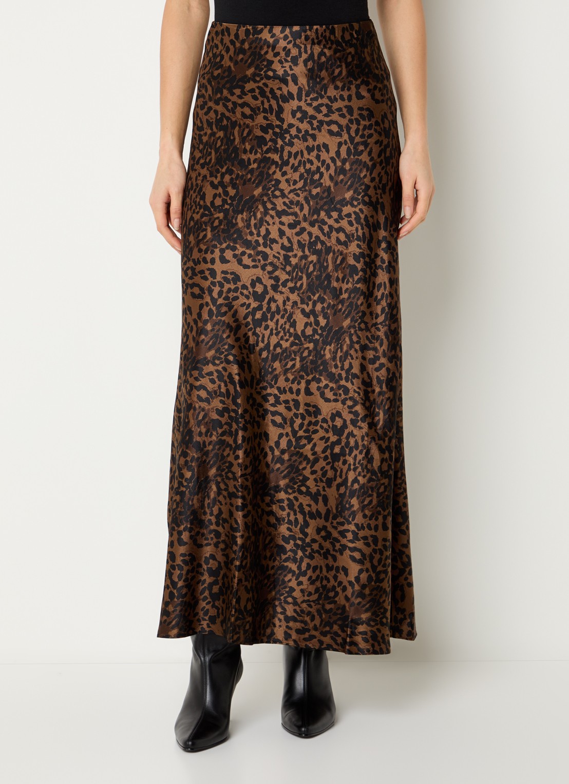Rails Romina maxi rok van satijn met panterprint - detail 4 bruin
