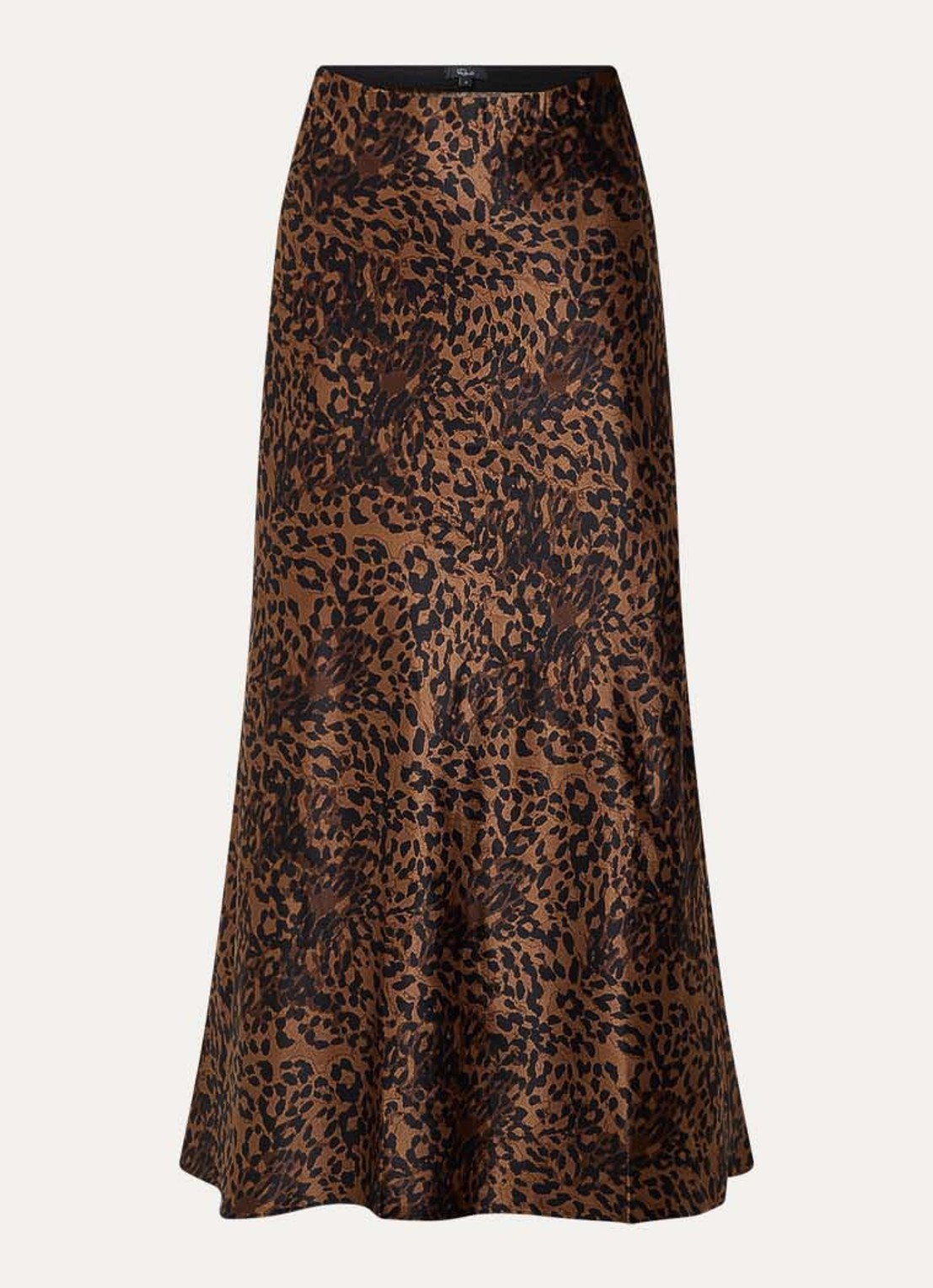 Rails Romina maxi rok van satijn met panterprint - voorkant 2 bruin