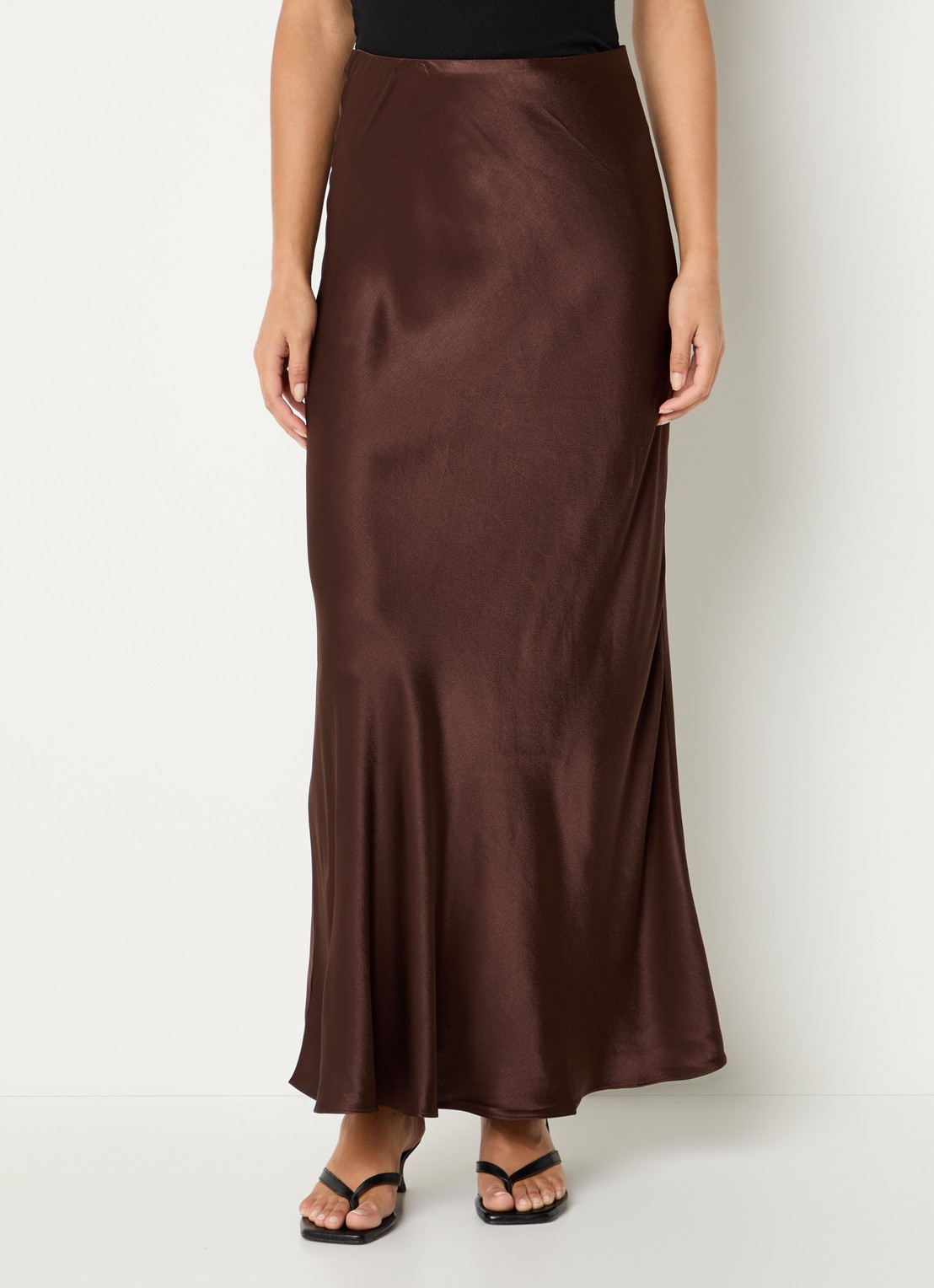 Rails Romina maxi rok van satijn - detail bruin