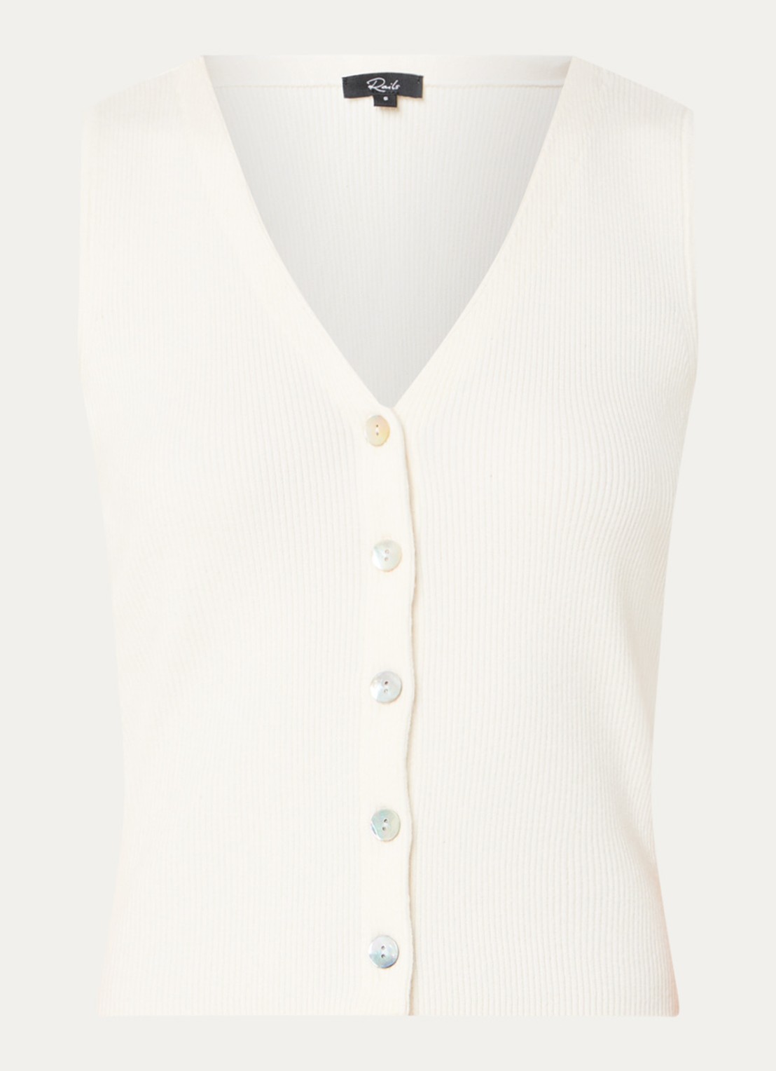 Rails Rosa ribgebreide top - voorkant gebroken wit