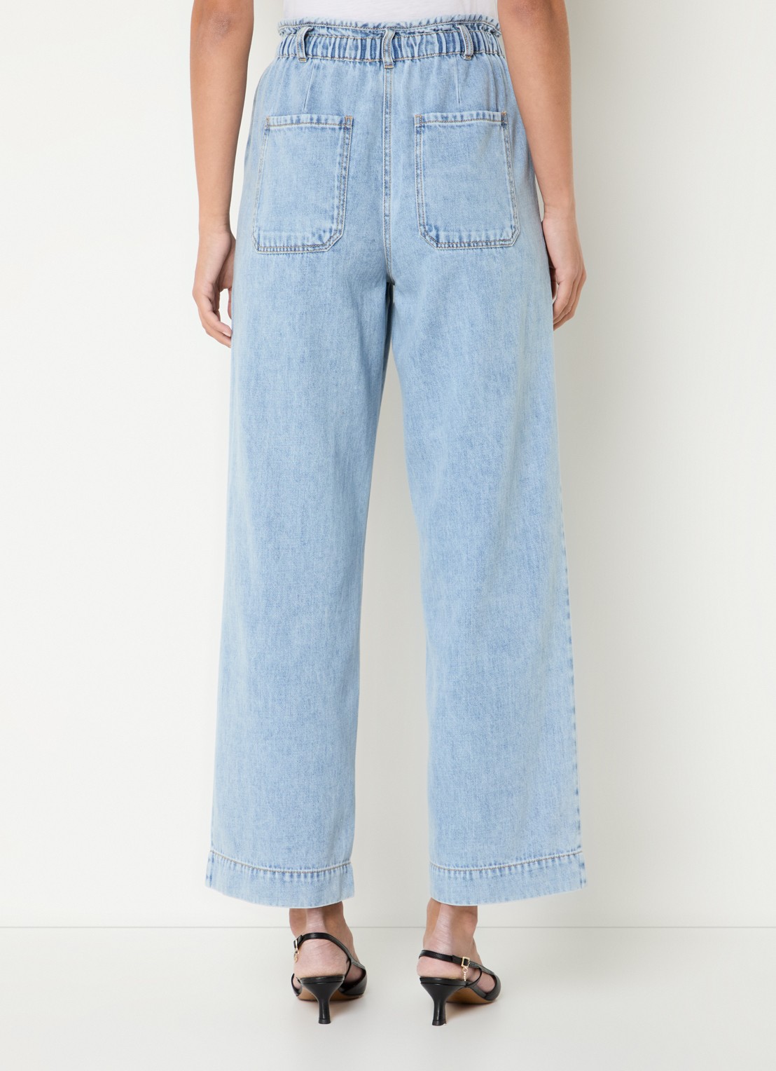 Rails Ryan high waist loose fit jeans  met trekkoord - achterkant 4 lichtblauw