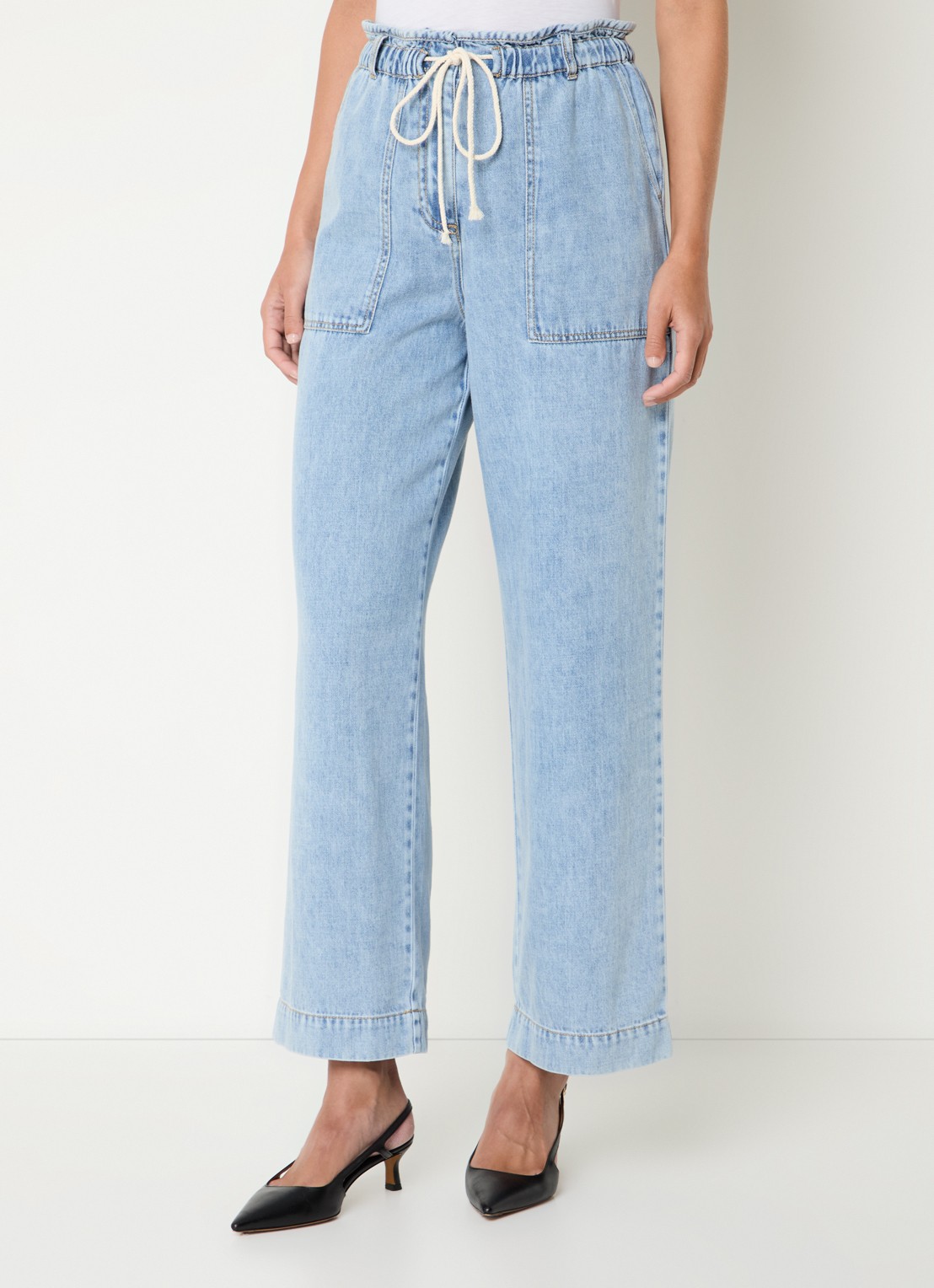 Rails Ryan high waist loose fit jeans  met trekkoord - detail 3 lichtblauw