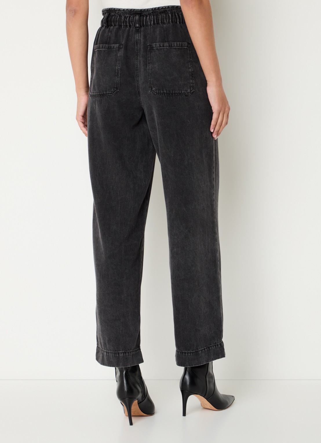 Rails Ryan high waist loose fit jeans  met trekkoord - achterkant 6 zwart
