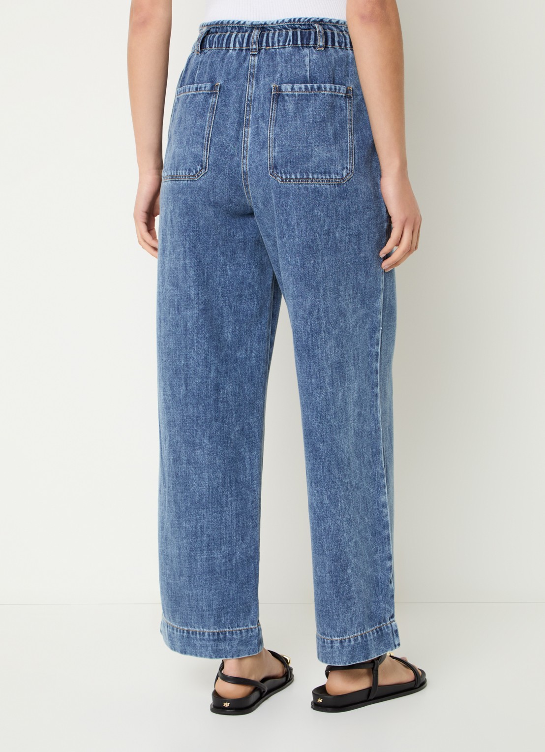 Rails Ryan high waist straight fit broek  met steekzakken - achterkant 3 indigo