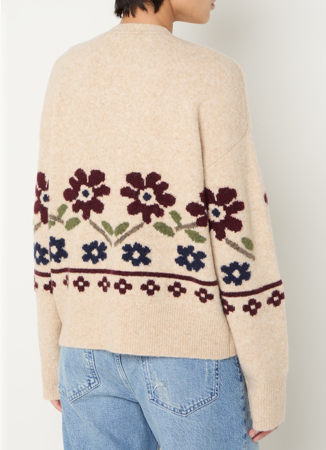 Rails Saffron fijngebreid vest met ingebreid patroon - achterkant 2 creme