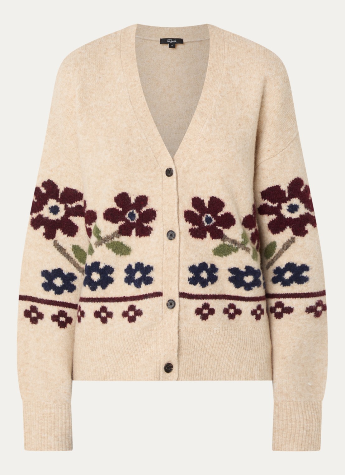 Rails Saffron fijngebreid vest met ingebreid patroon - voorkant 3 creme