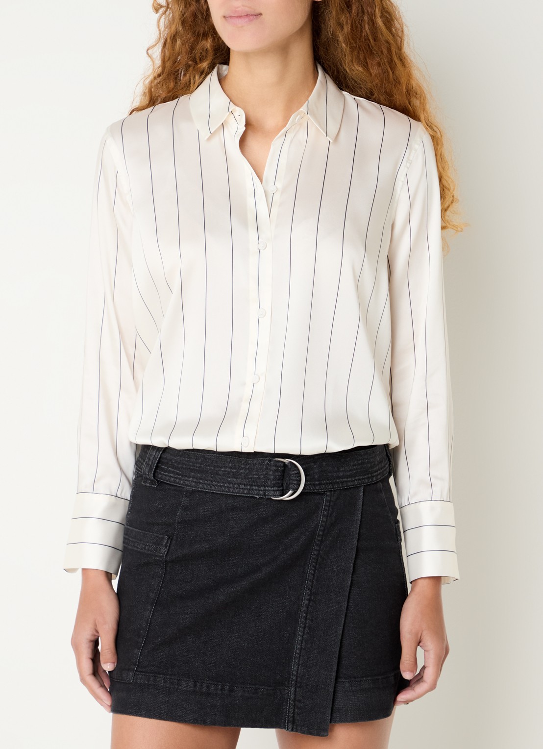 Rails Saige blouse van satijn met streepprint - detail creme