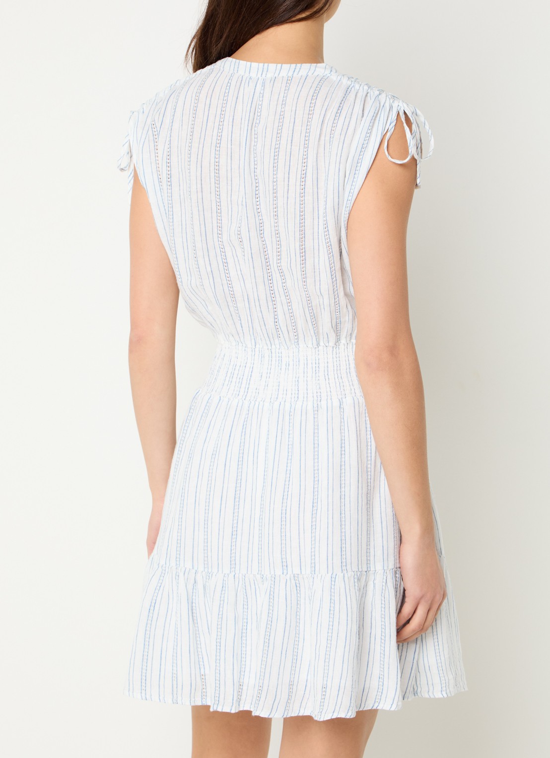 Rails Samina midi tuniekjurk in linnenblend met smockwerk - achterkant 4 wit