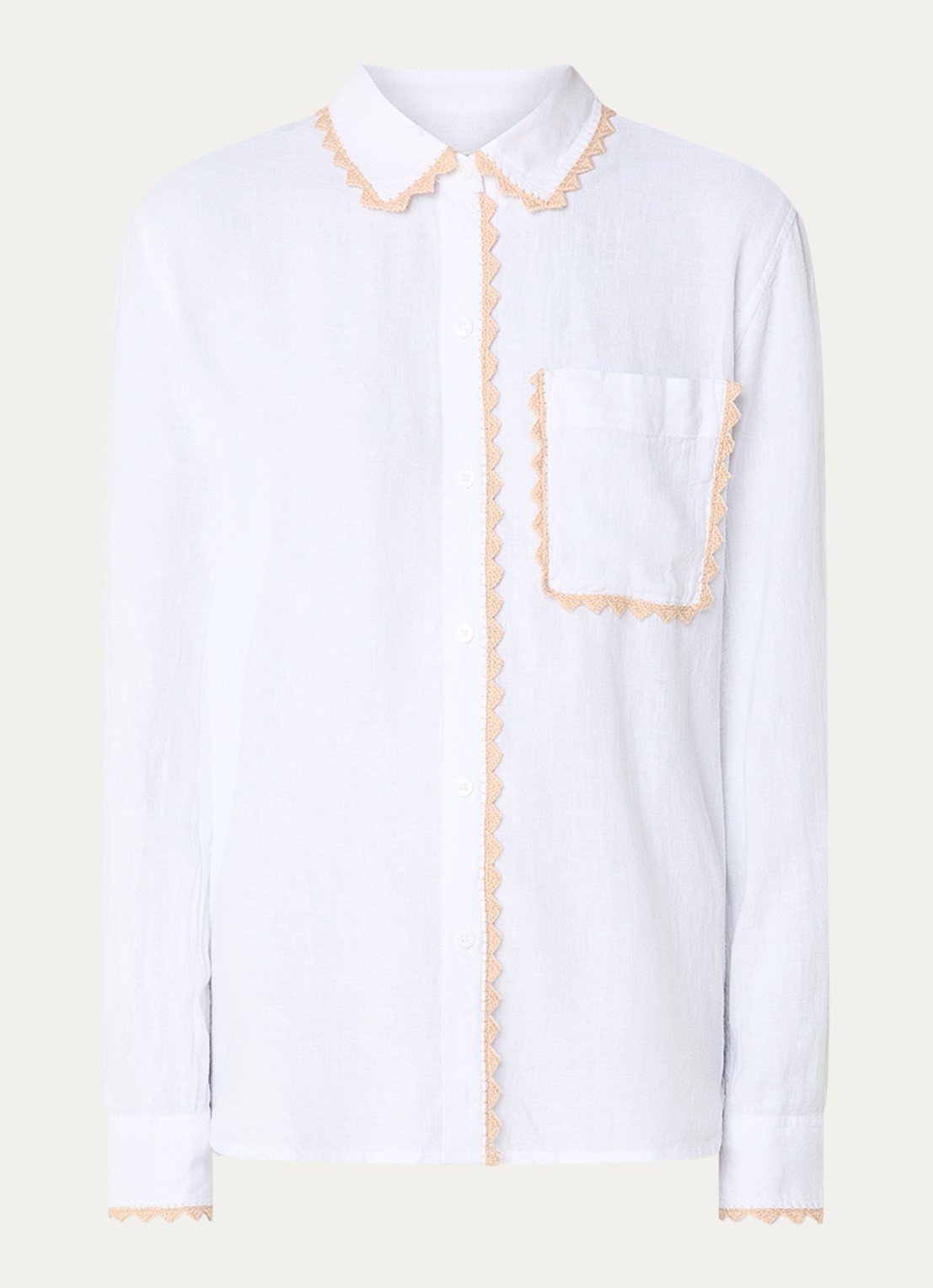 Rails Saya blouse in linnenblend met crochet detail - voorkant 3 wit