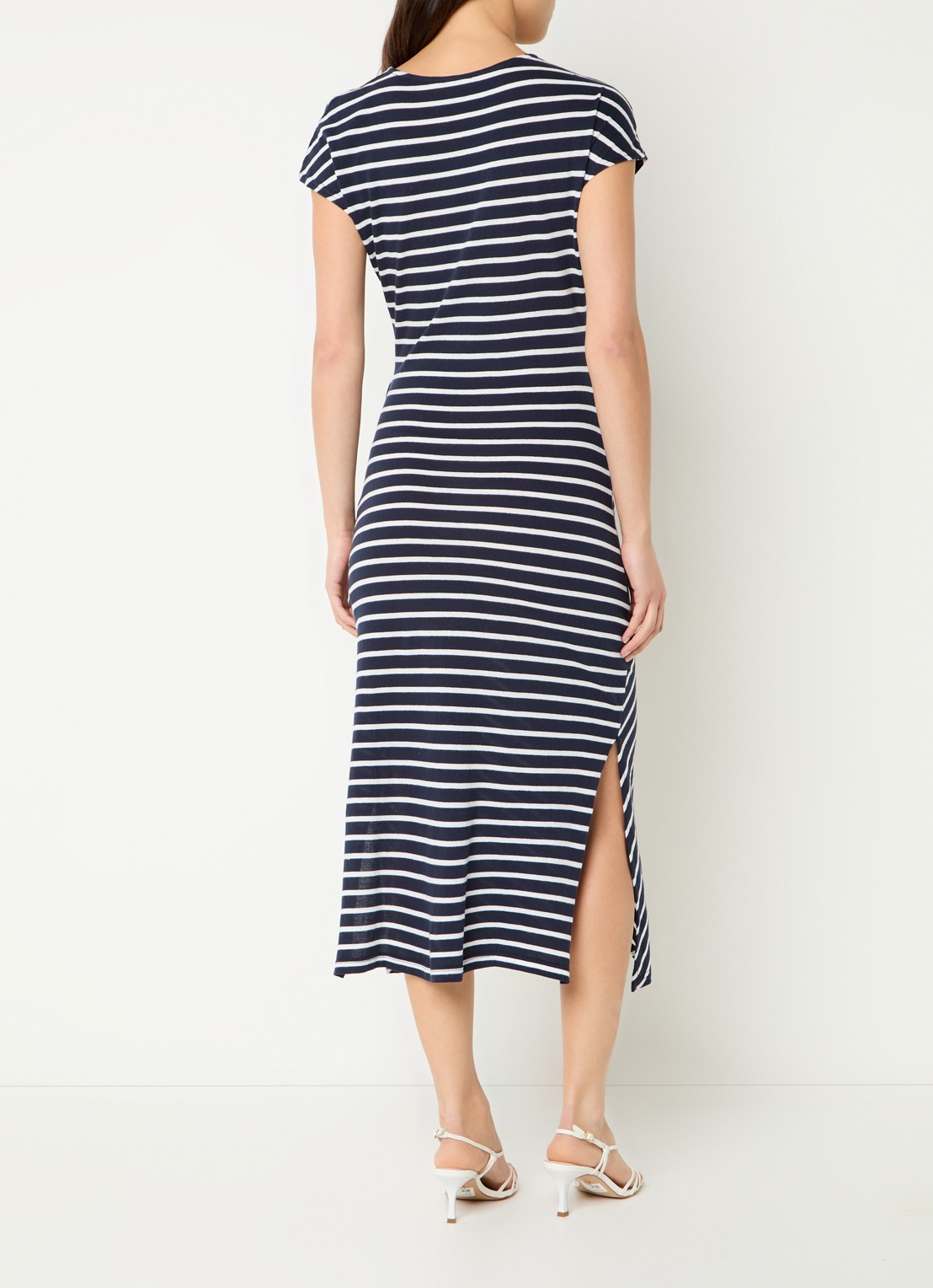 Rails Selah midi jurk met streepprint - achterkant 3 donkerblauw