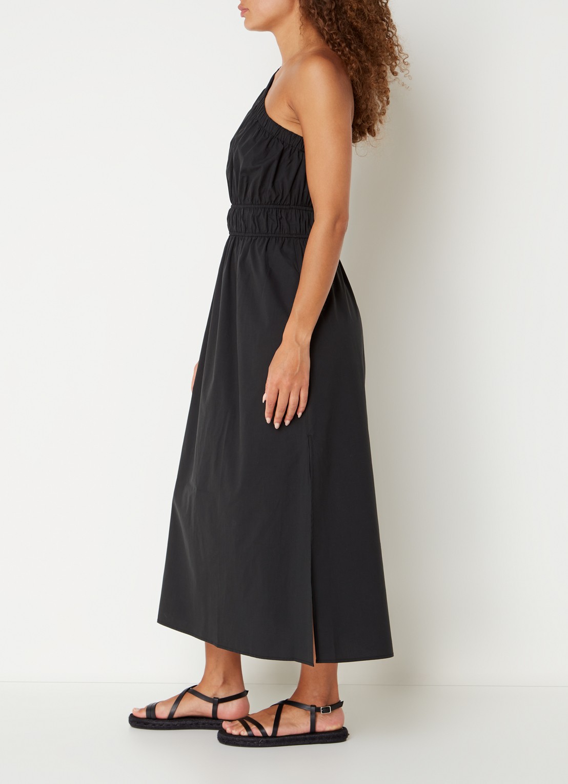 Rails Selani one shoulder midi jurk   - voorkant 3 zwart