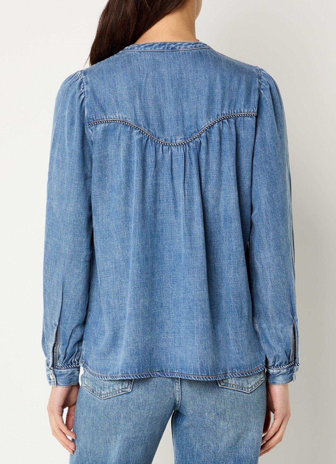 Rails Sunna tuniek van chambray met met opstaande kraag - achterkant 4 indigo
