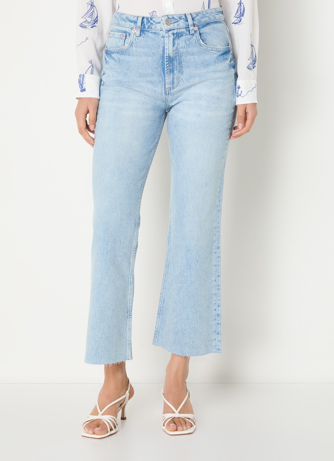Rails Sunset high waist cropped straight leg jeans met lichte wassing - detail 3 indigo