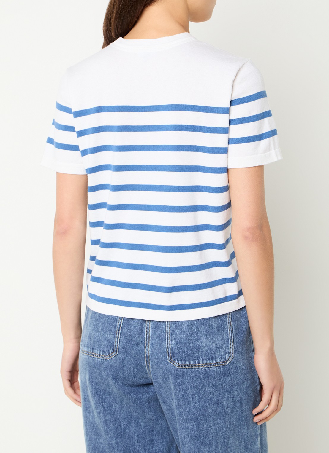 Rails T-shirt in kasjmierblend met streepprint - achterkant 4 wit