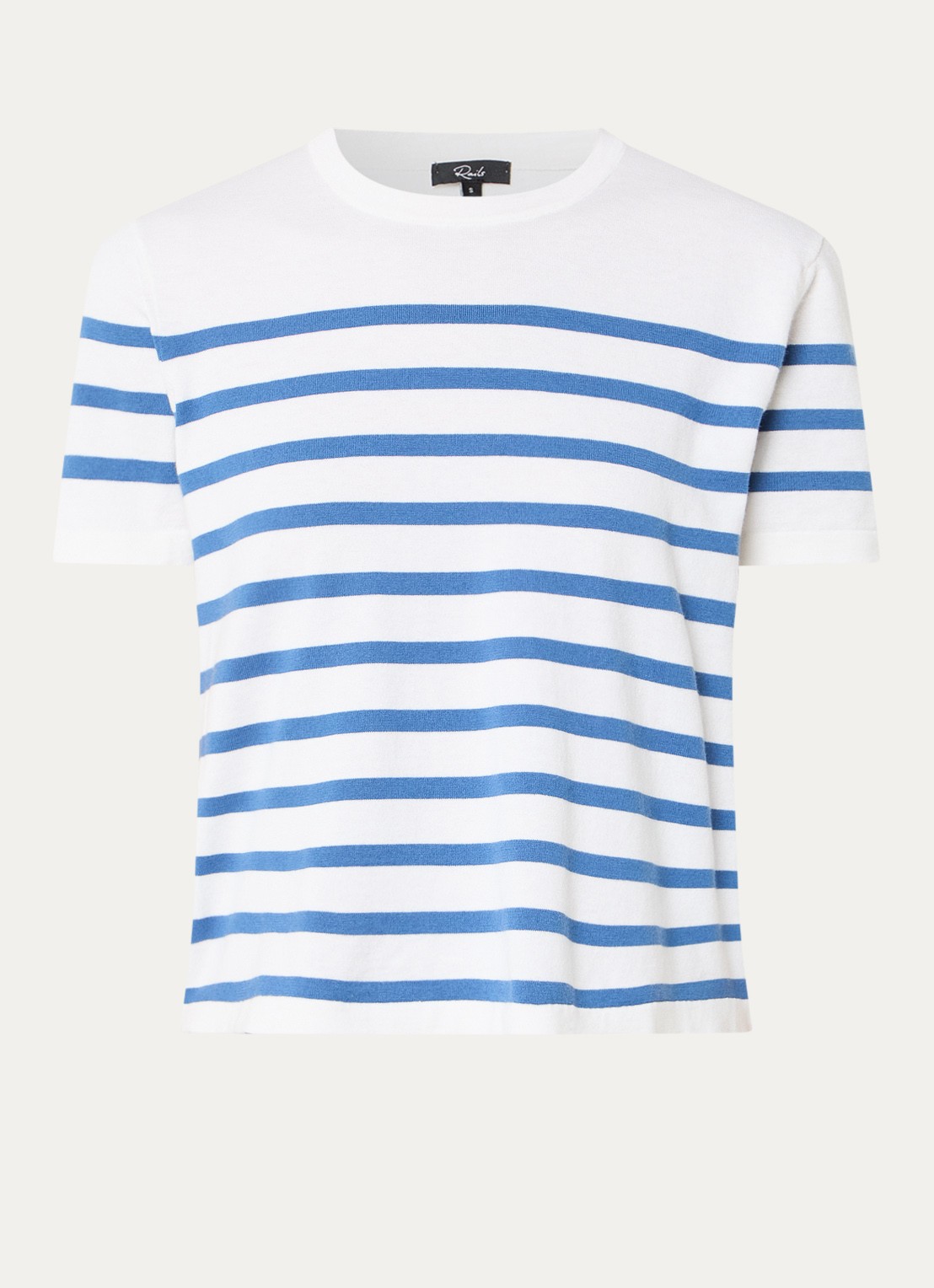 Rails T-shirt in kasjmierblend met streepprint - voorkant wit