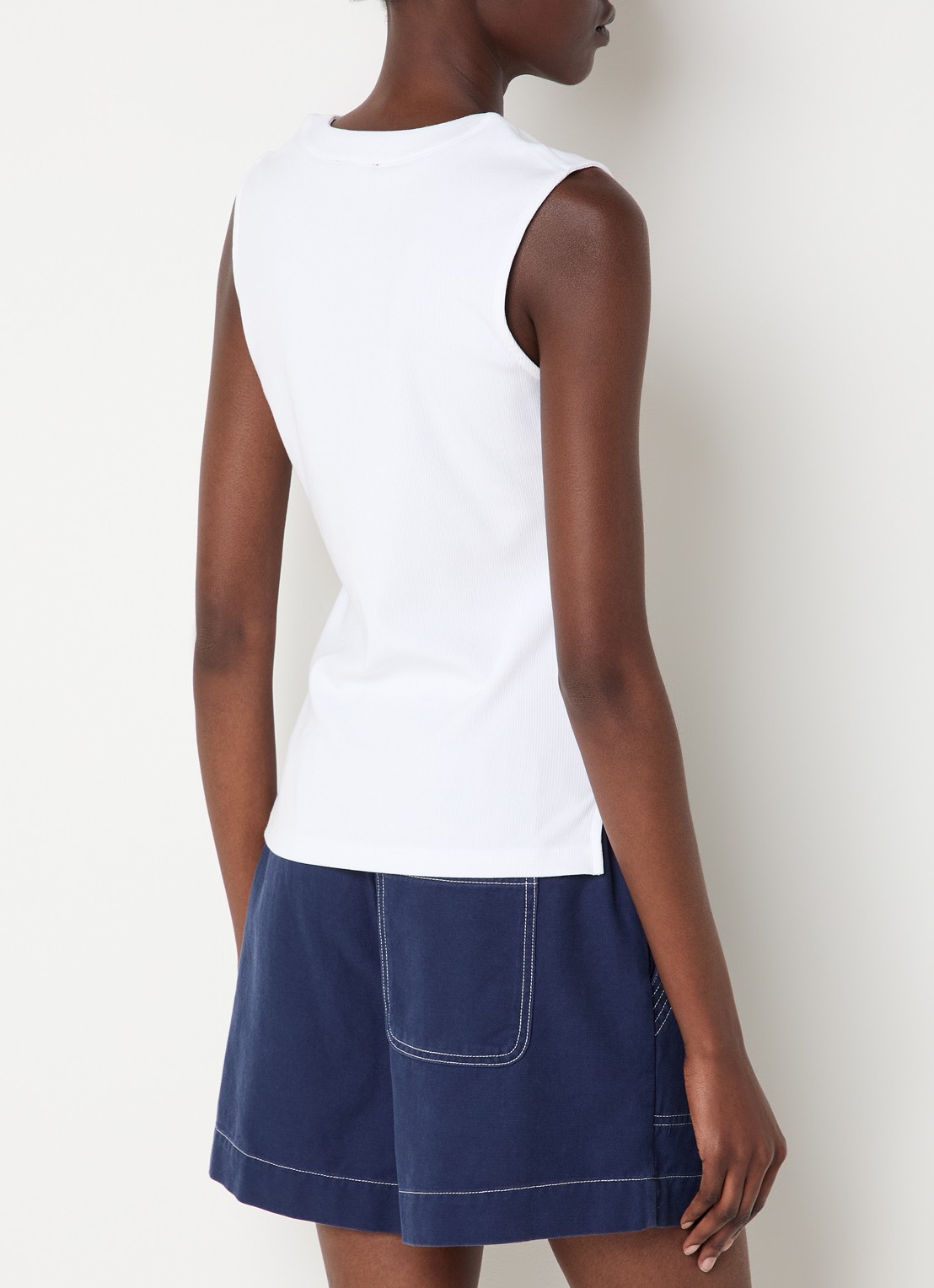Rails Tanktop met ribstructuur en split - achterkant 3 wit