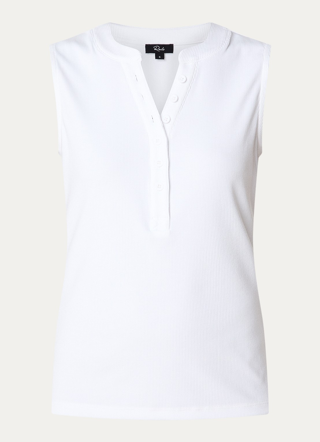 Rails Tanktop met ribstructuur en split - voorkant wit