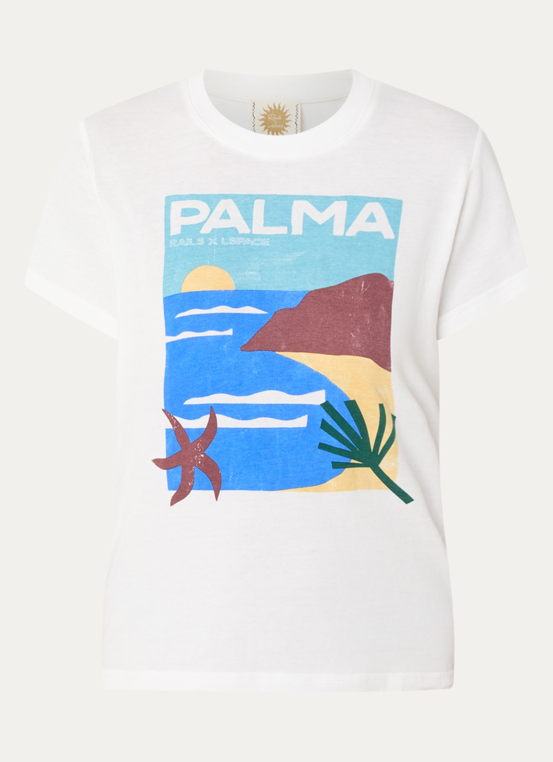 Rails The Classic Crew T-shirt met print - voorkant 2 gebroken wit
