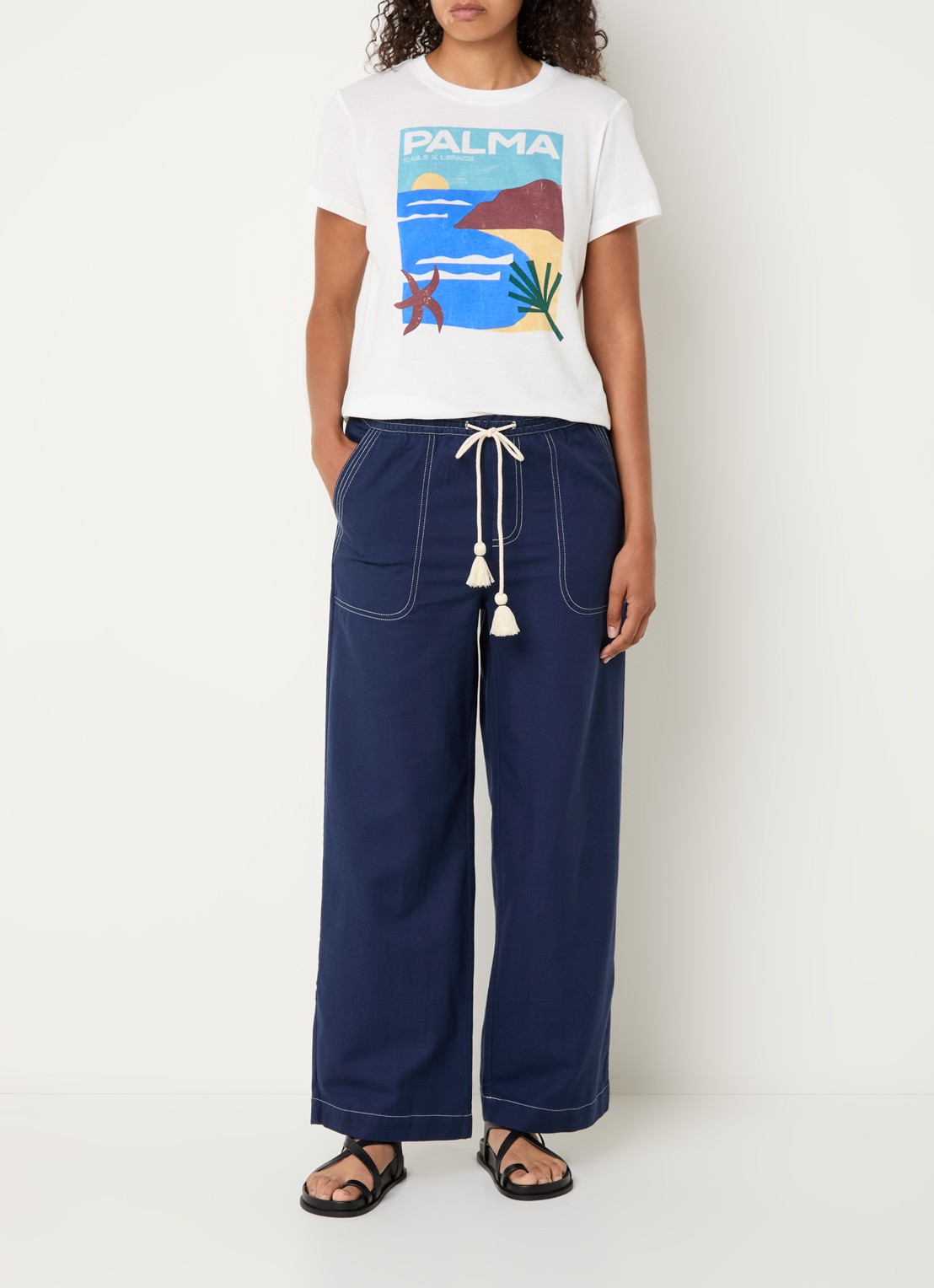 Rails The Classic Crew T-shirt met print - voorkant 3 gebroken wit