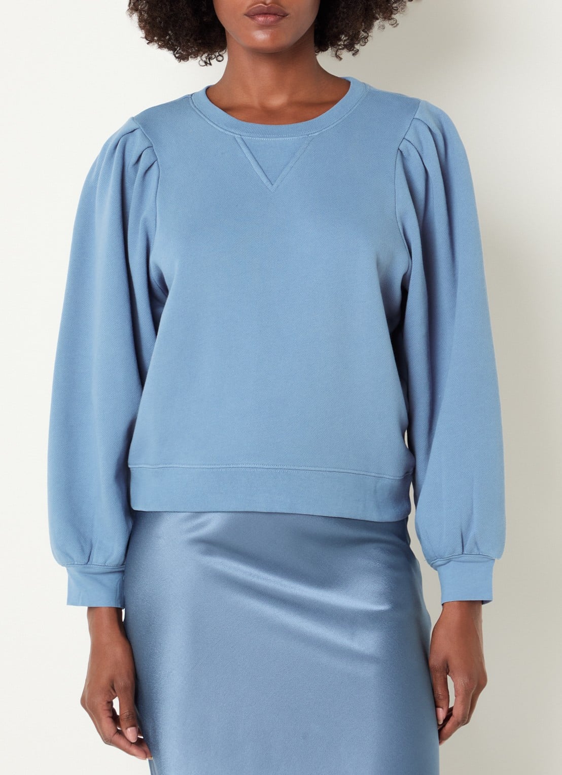 Rails Tiffany sweater met pofmouw - detail 2 staalblauw
