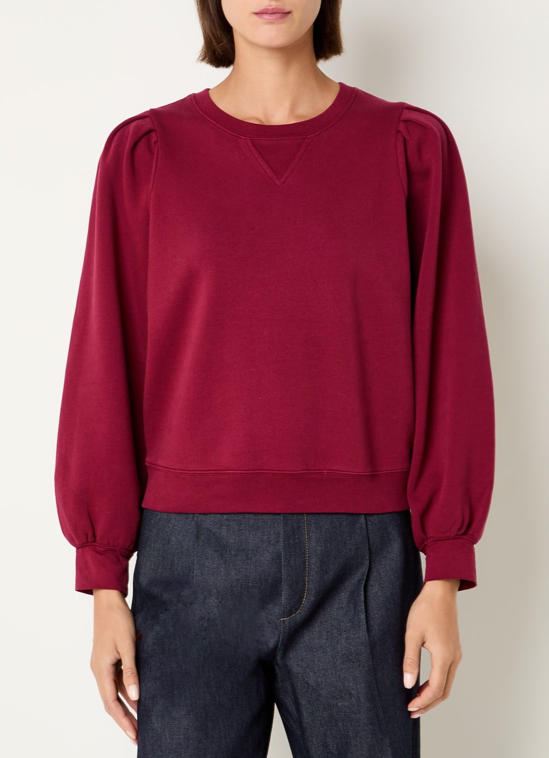 Rails Tiffany sweater met ronde hals - detail donkerrood