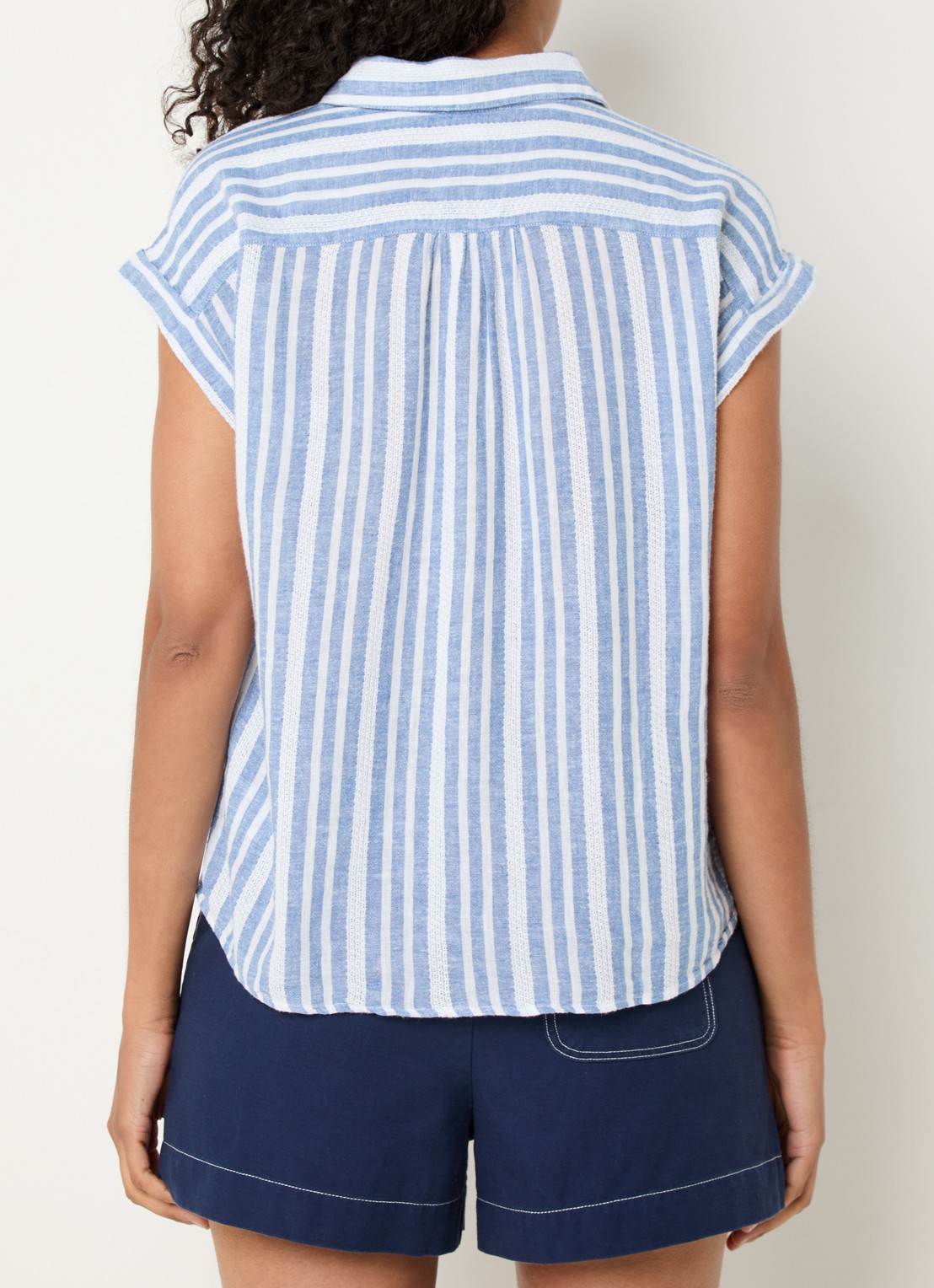 Rails Tuscany tuniek in linnenblend met streepprint - achterkant 4 blauw