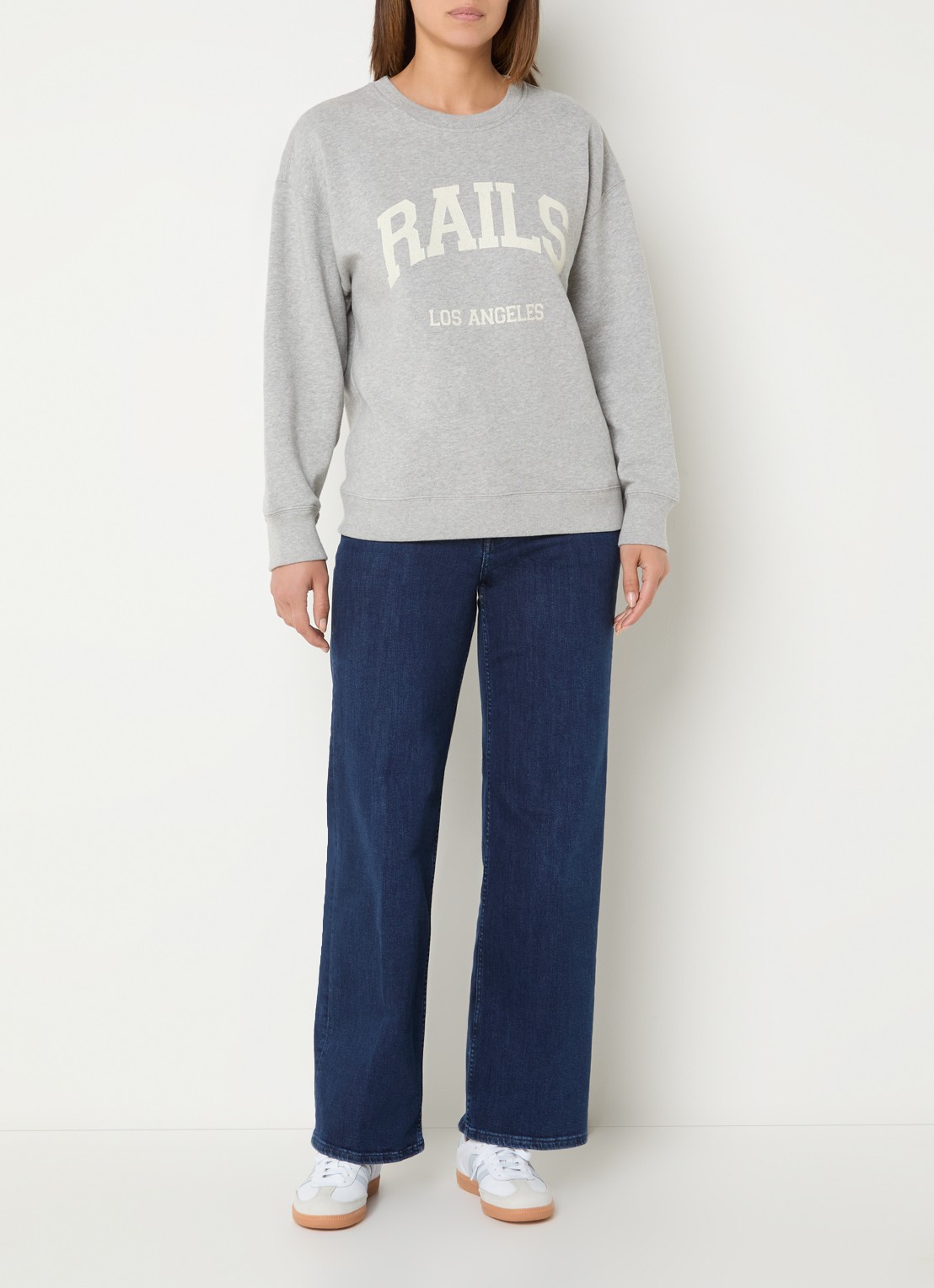 Rails Varsity sweater met logoprint - voorkant 4 grijsmele