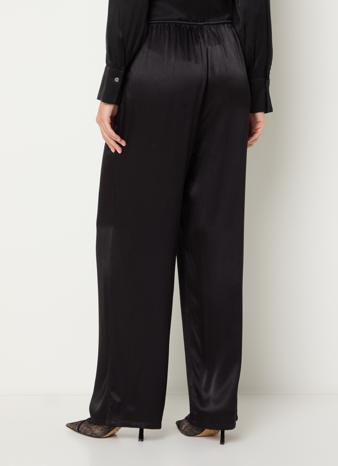 Rails Virgo low waist balloon fit broek van satijn - achterkant zwart