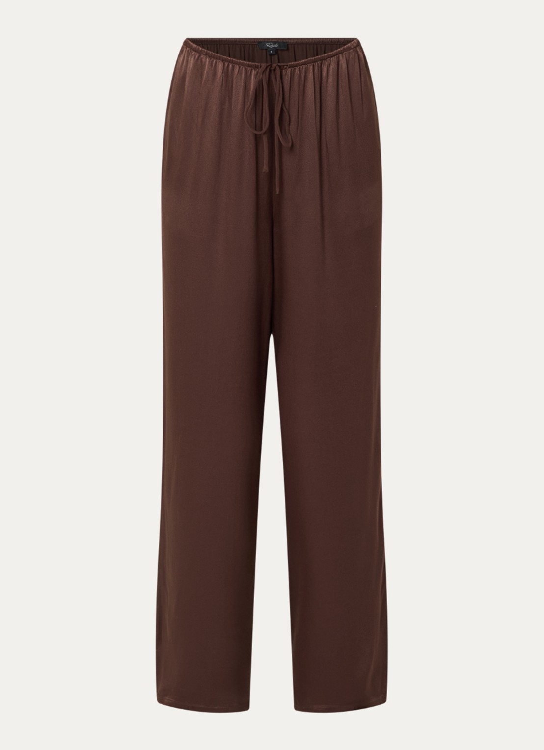 Rails Virgo low waist balloon fit broek van satijn - voorkant chocoladebruin