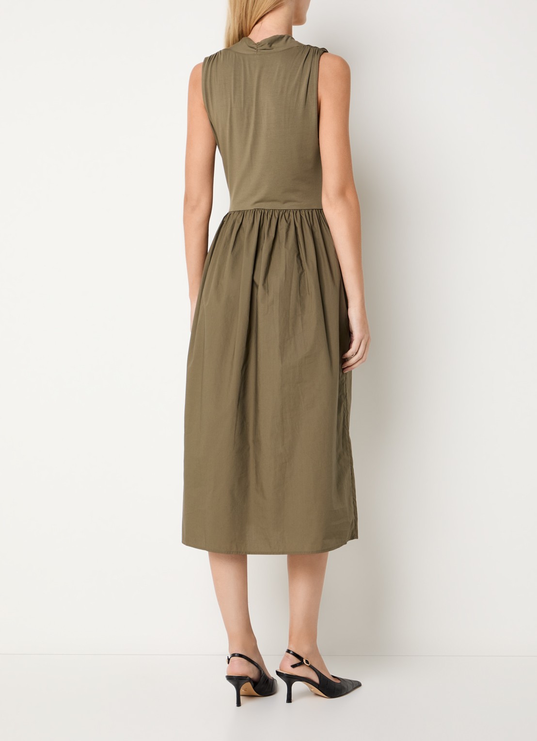 Rails Winnie midi jurk met plooidetail en steekzakken - achterkant 4 zand