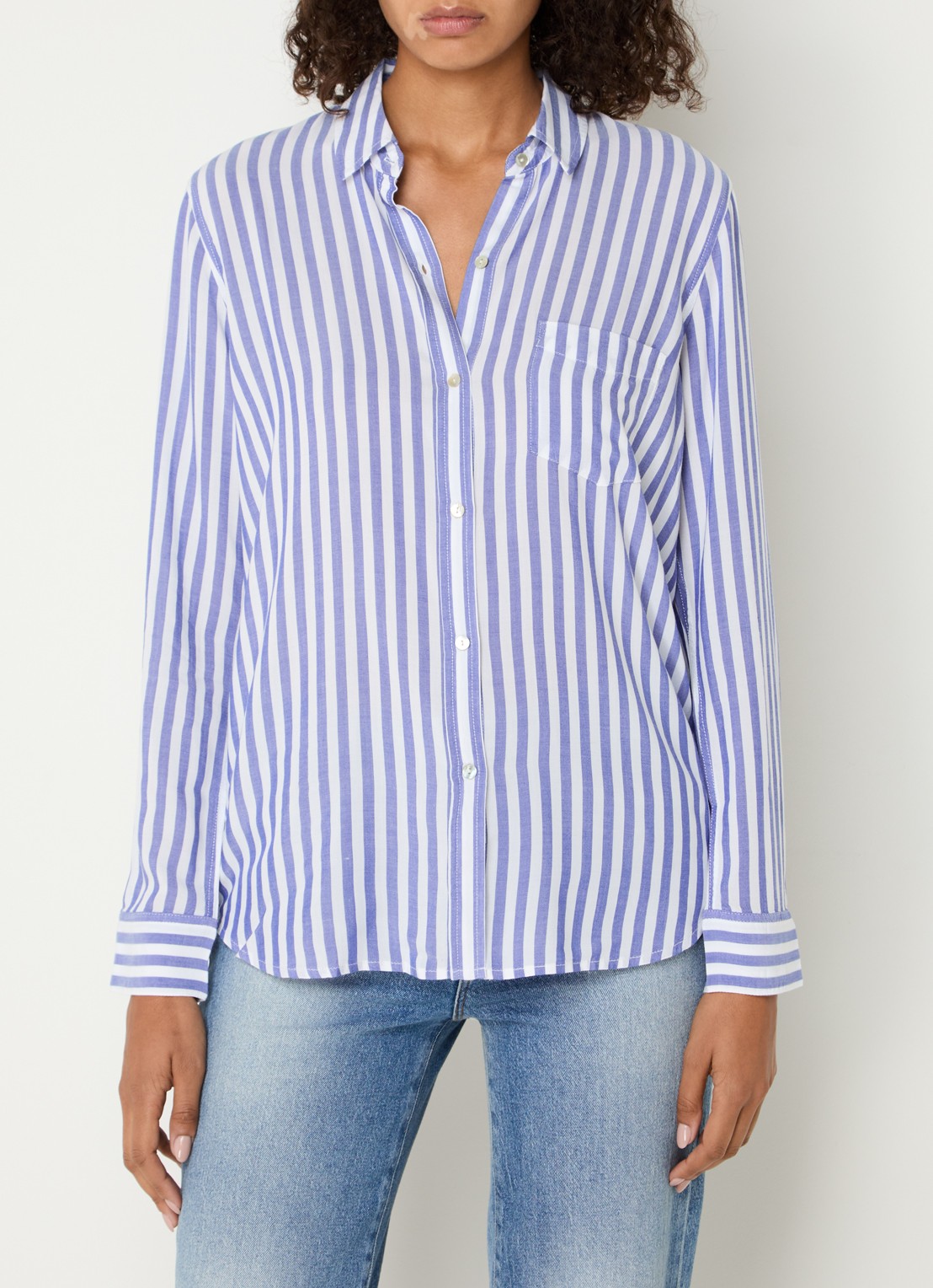 Rails Wren blouse met streepprint en borstzak - detail 4 blauw