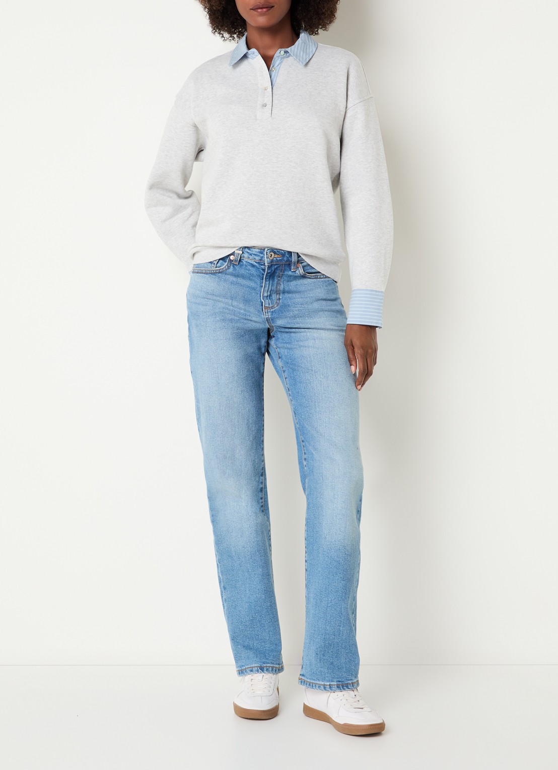 Rails Zavier sweater met kraag - voorkant 3 grijsmele