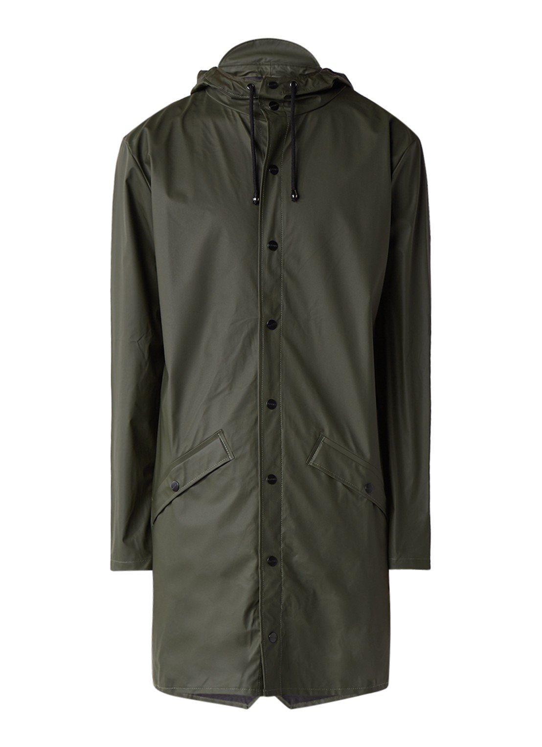 Rains 1202 unisex longline regenjas  - voorkant donkergroen