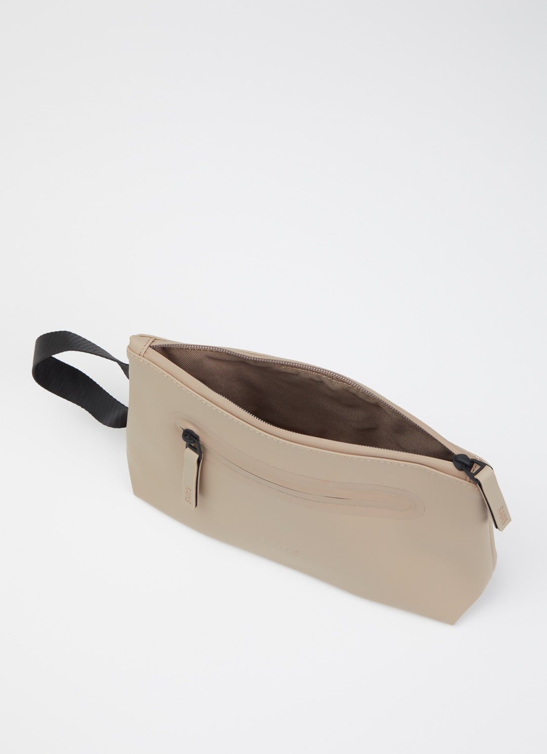 Rains 2 Zip Large toilettas met waterafstotende coating - voorkant 2 zand