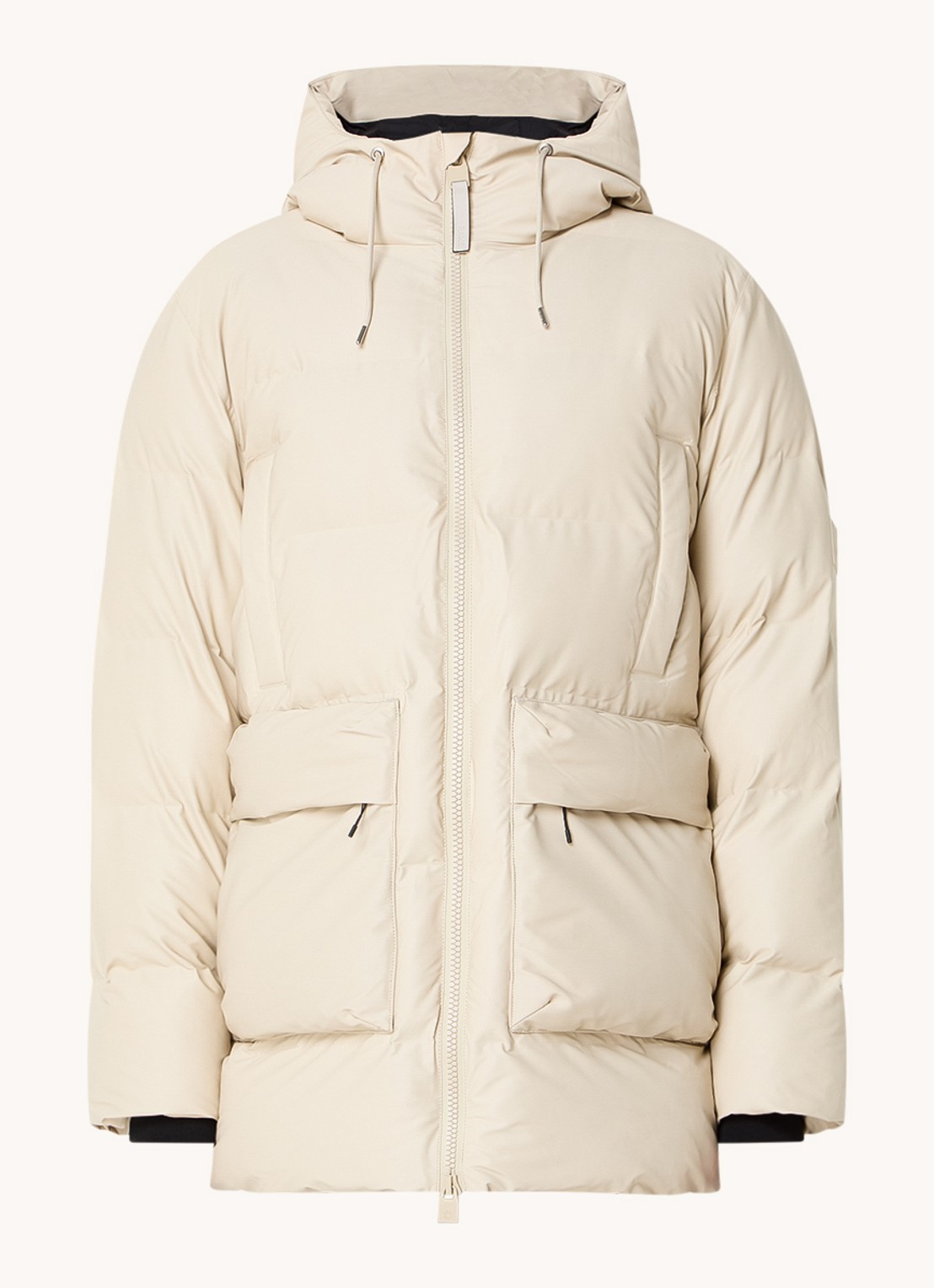 Rains Alta gewatteerde parka met capuchon - voorkant 2 beige