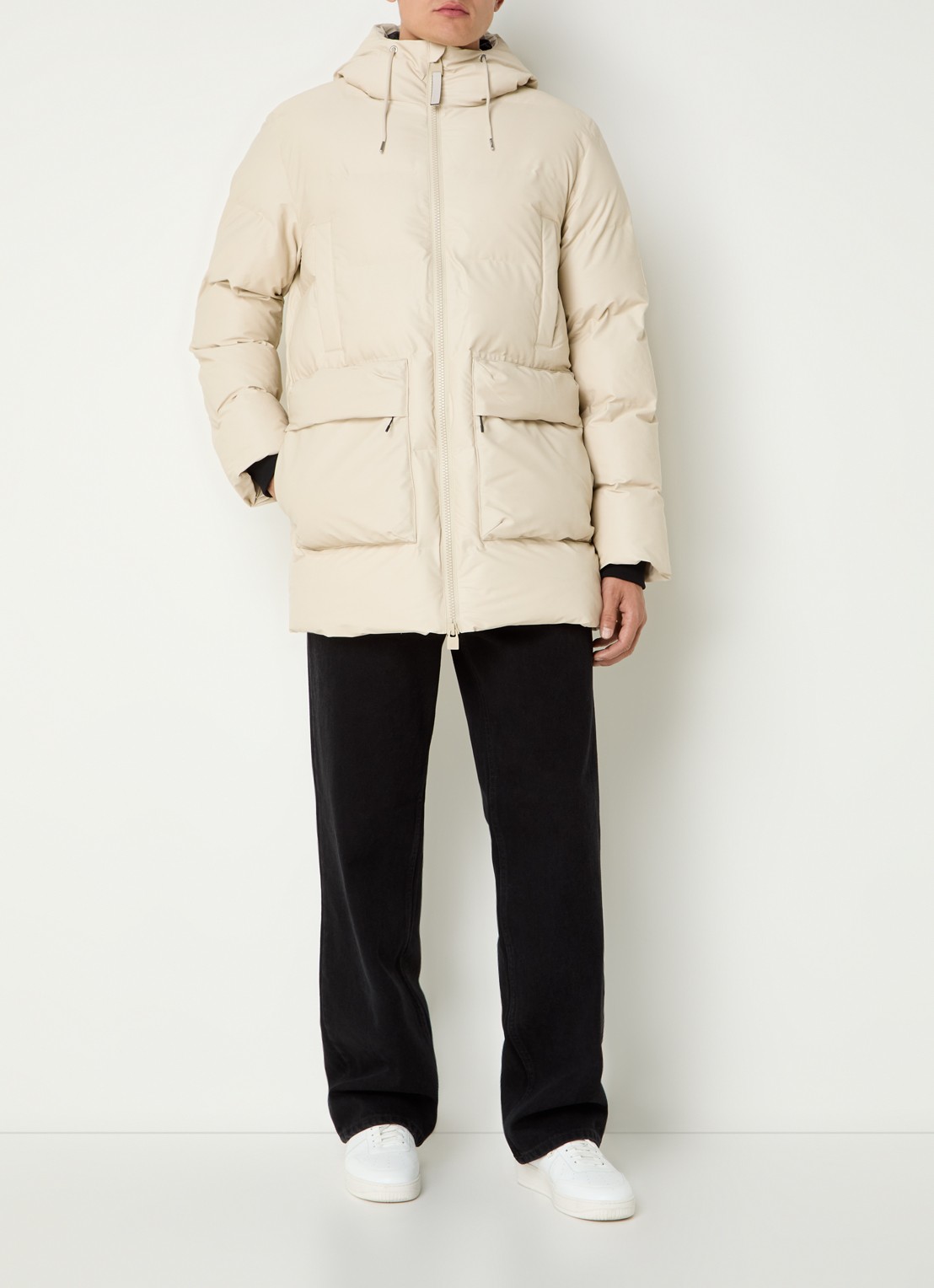 Rains Alta gewatteerde parka met capuchon - voorkant 3 beige