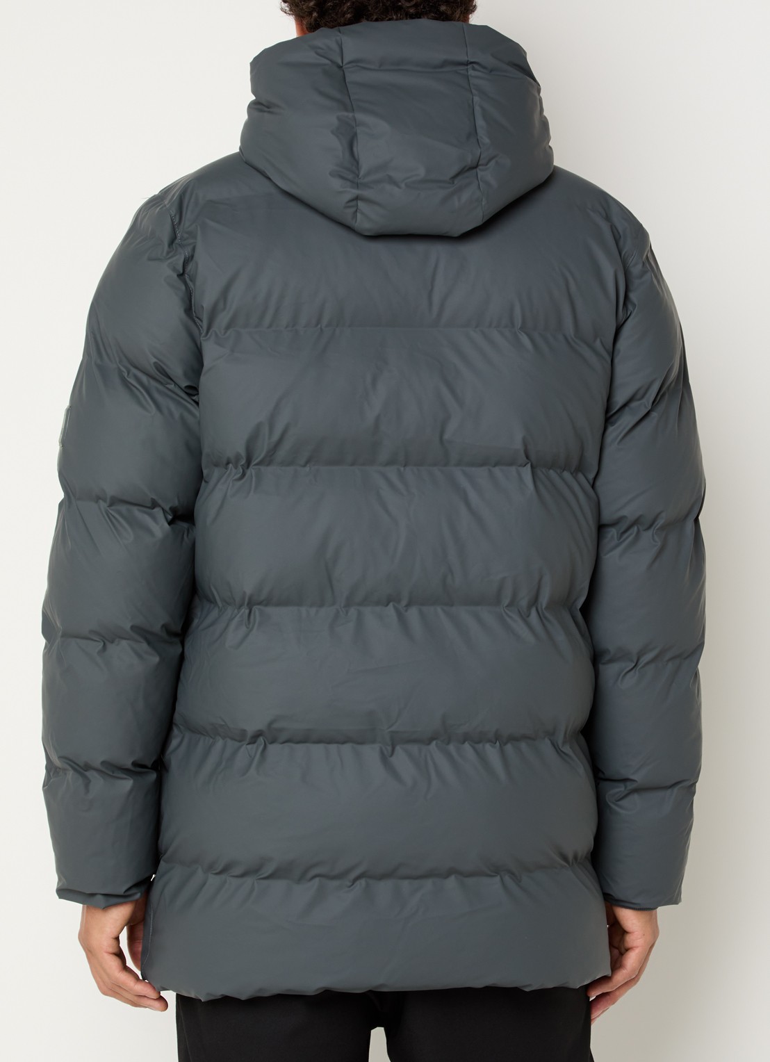 Rains Alta gewatteerde parka met capuchon - achterkant grijs