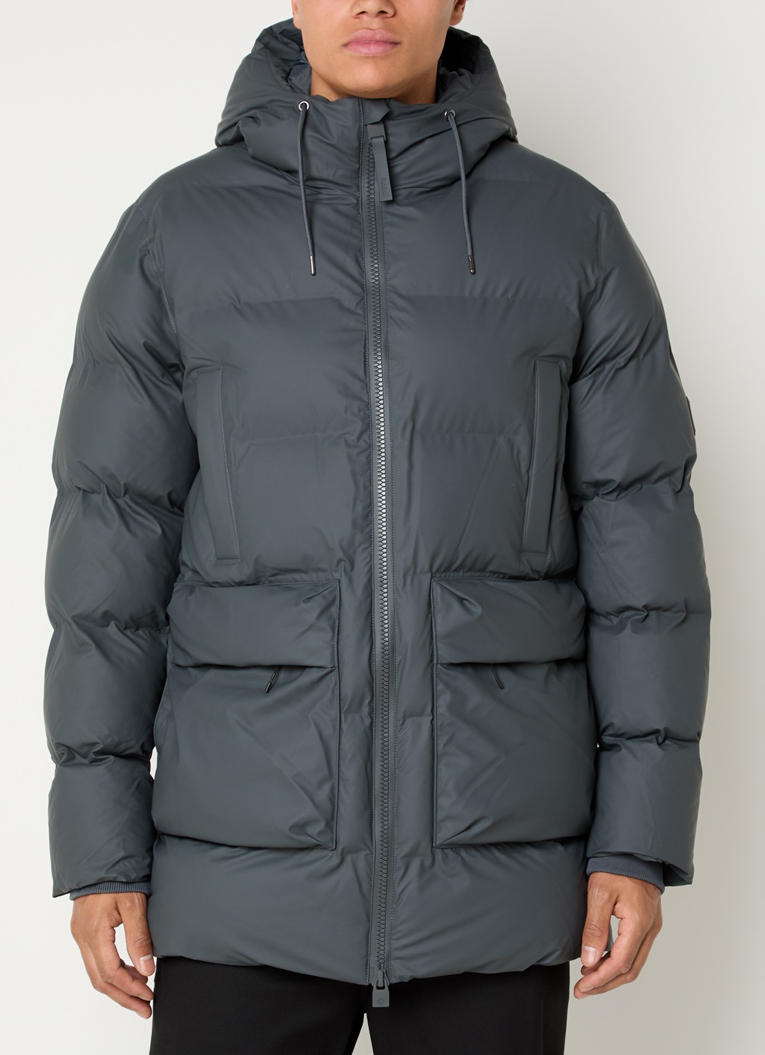 Rains Alta gewatteerde parka met capuchon - detail 4 grijs