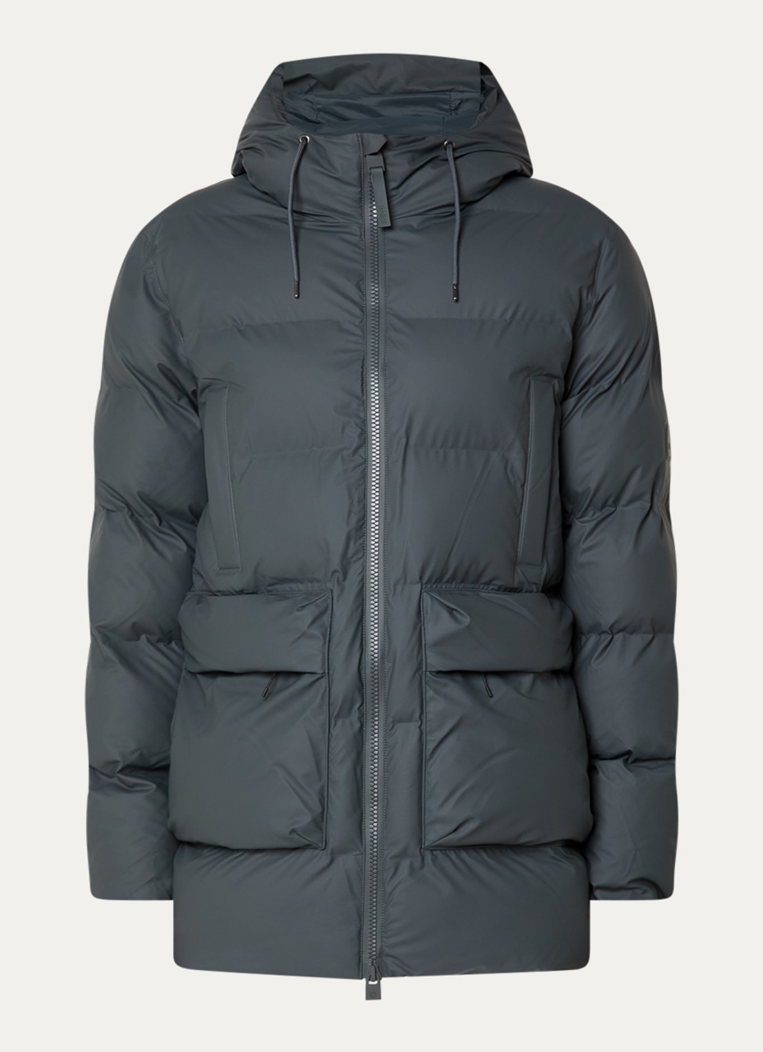 Rains Alta gewatteerde parka met capuchon - voorkant 2 grijs