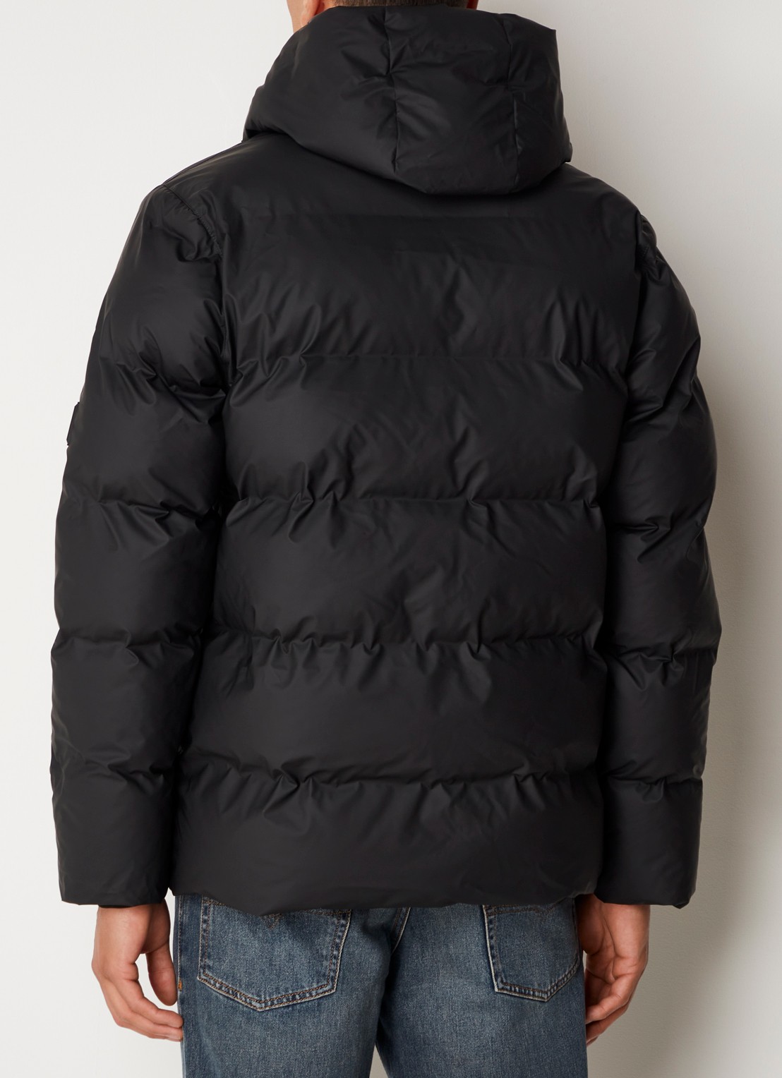 Rains Alta puffer jack met capuchon en steekzakken - achterkant 4 zwart
