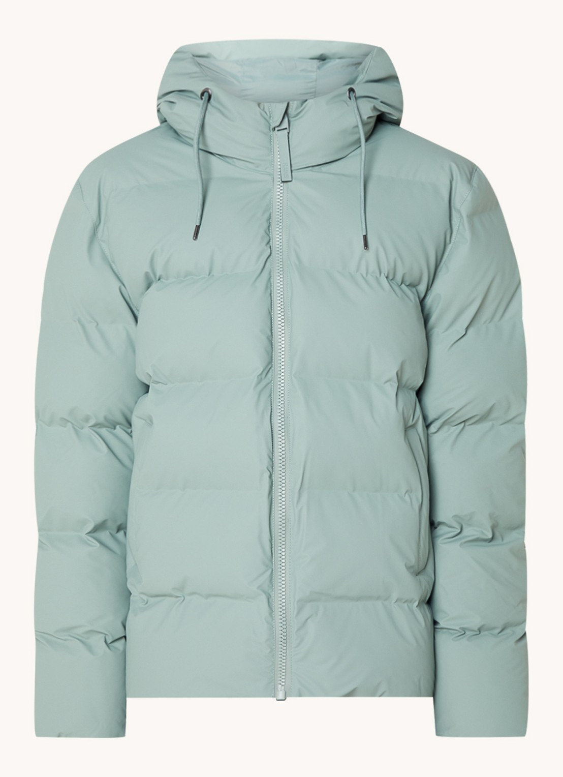 Rains Alta puffer jack met capuchon en steekzakken - voorkant 3 lindegroen
