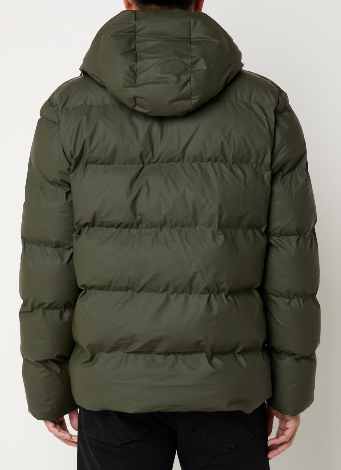 Rains Alta puffer jack met capuchon en steekzakken - achterkant 4 bronsgroen