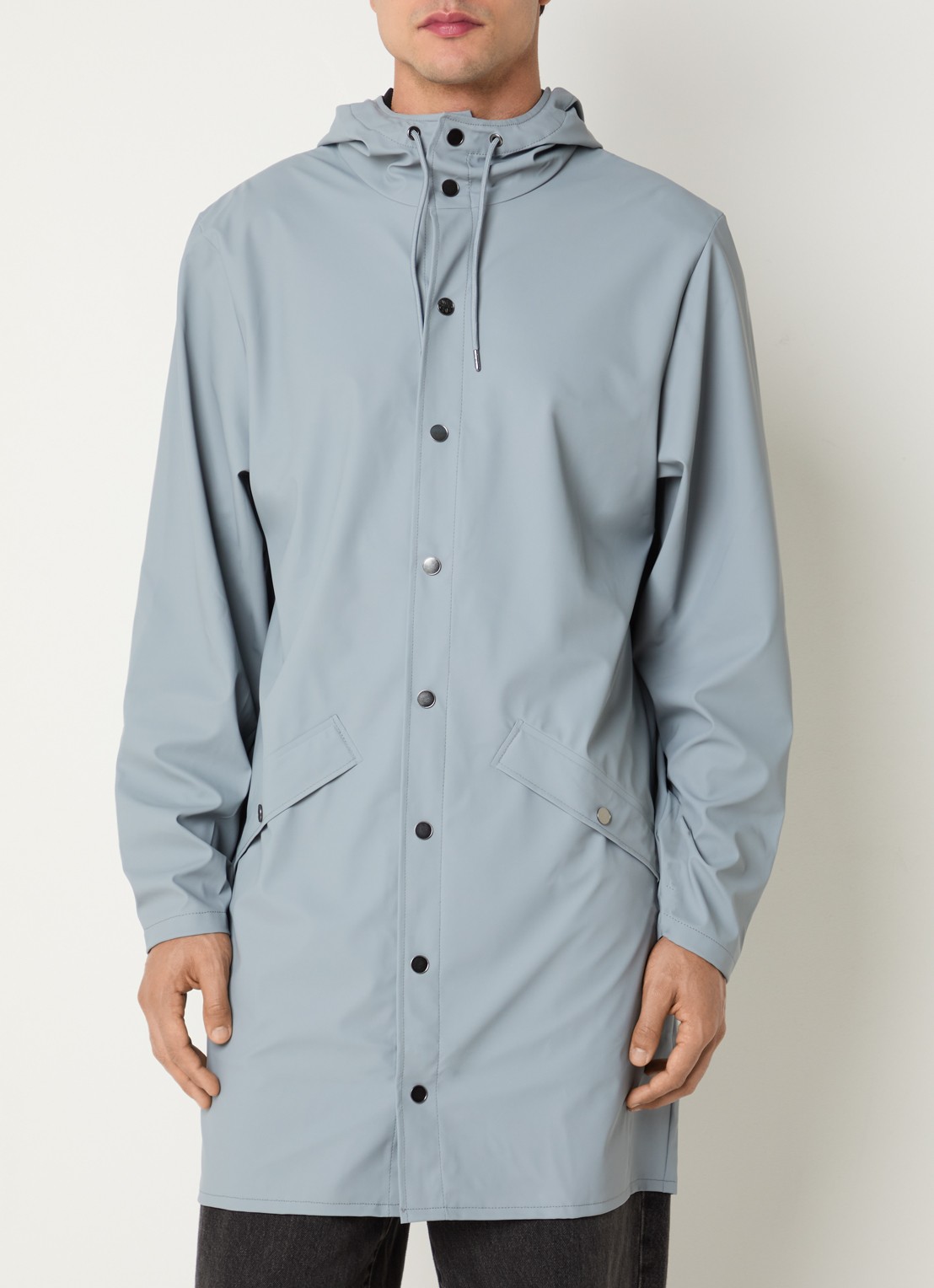 Rains Bold regenjas met capuchon en klepzakken - detail 2 blauwgrijs