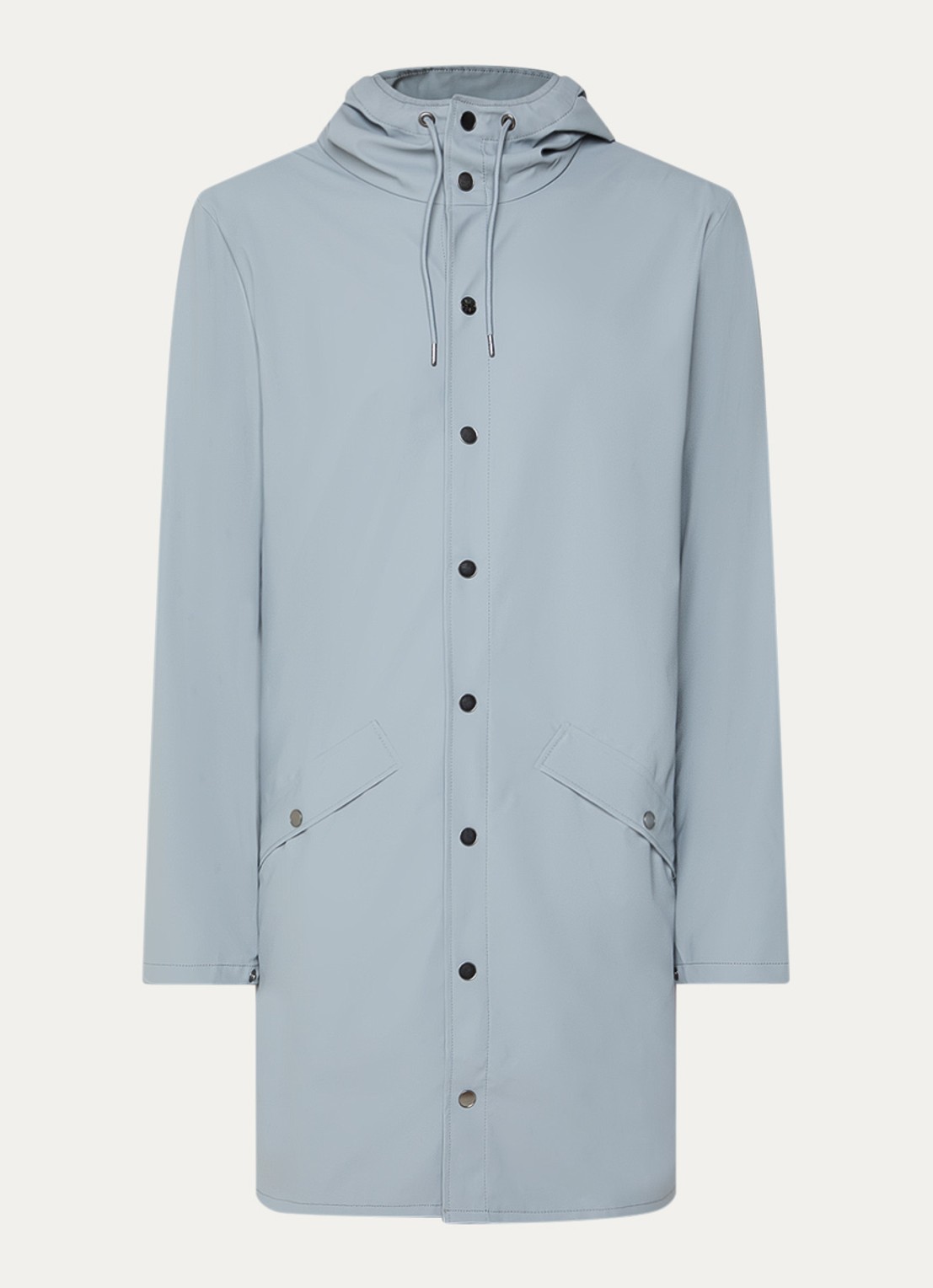 Rains Bold regenjas met capuchon en klepzakken - voorkant 3 blauwgrijs