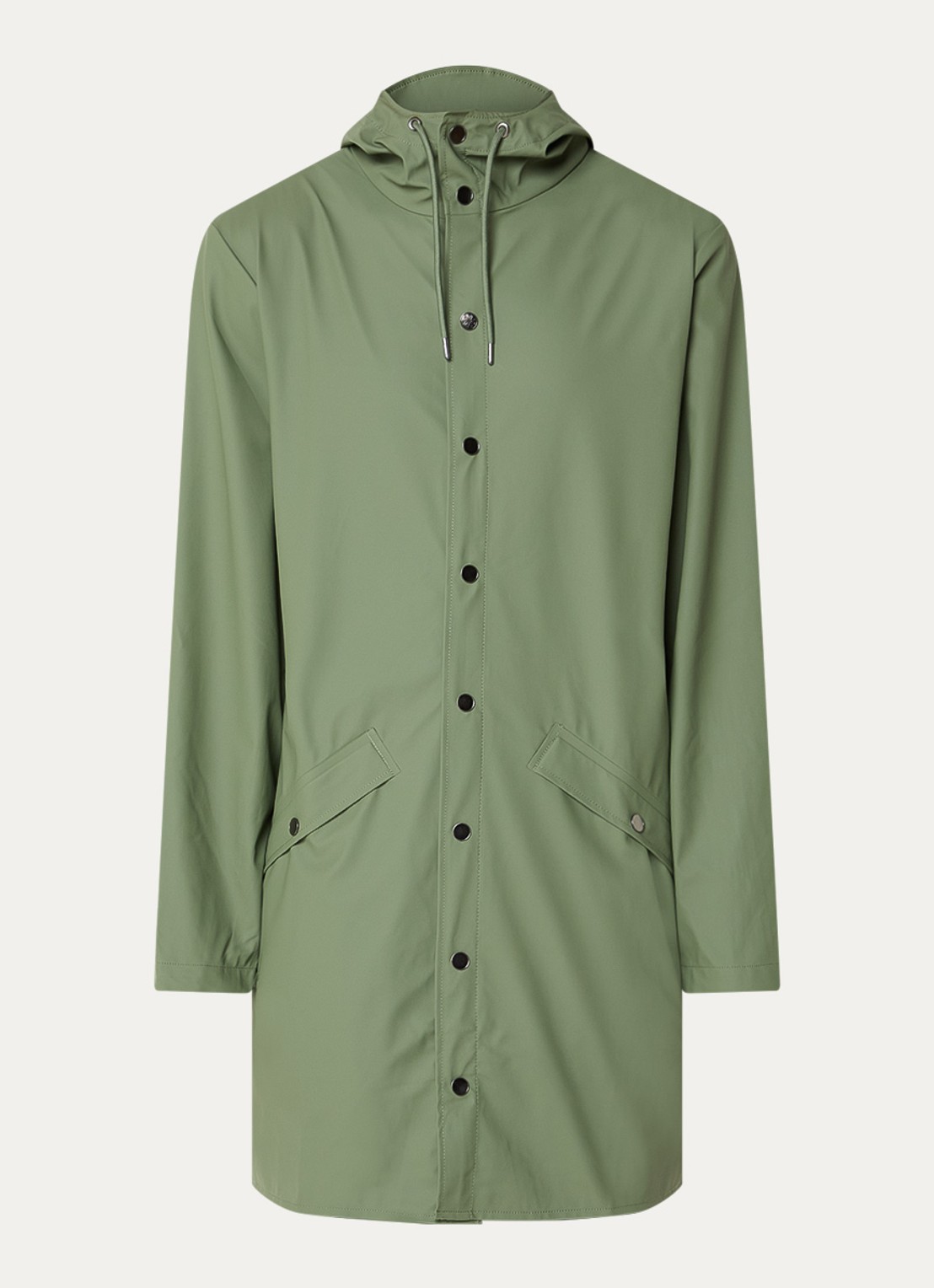 Rains Bold regenjas met capuchon en klepzakken - voorkant groen