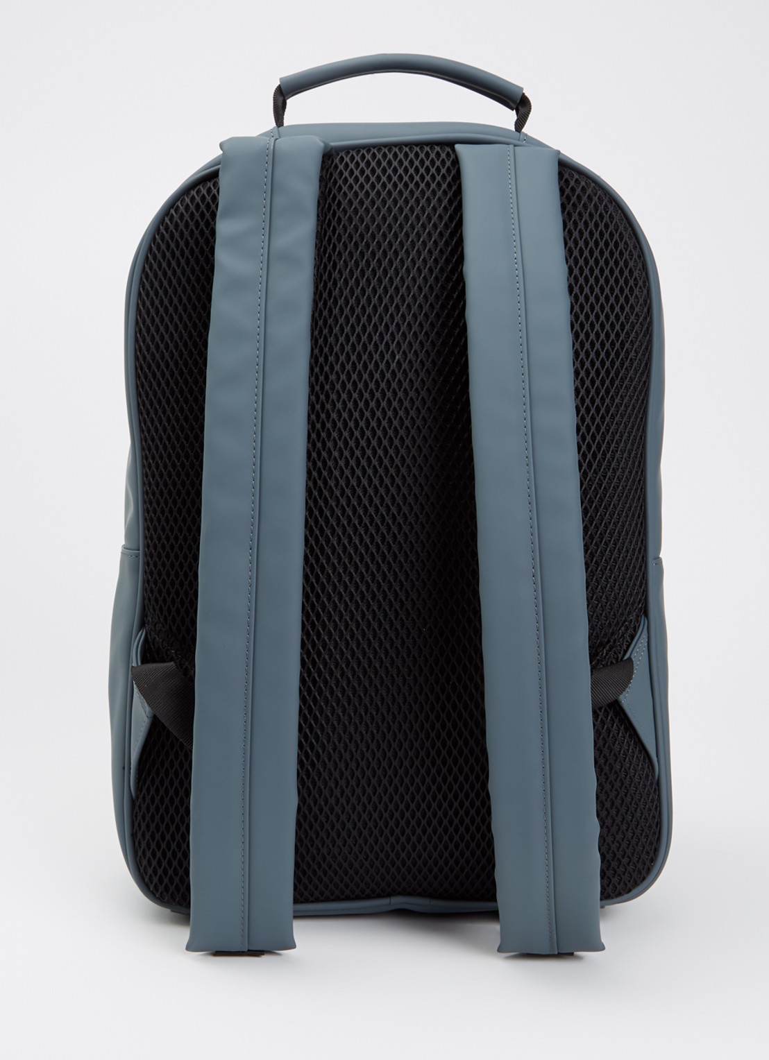 Rains Book Daypack W3 Large rugzak met 16 inch laptopvak en waterafstotende coating   - achterkant 2 staalblauw