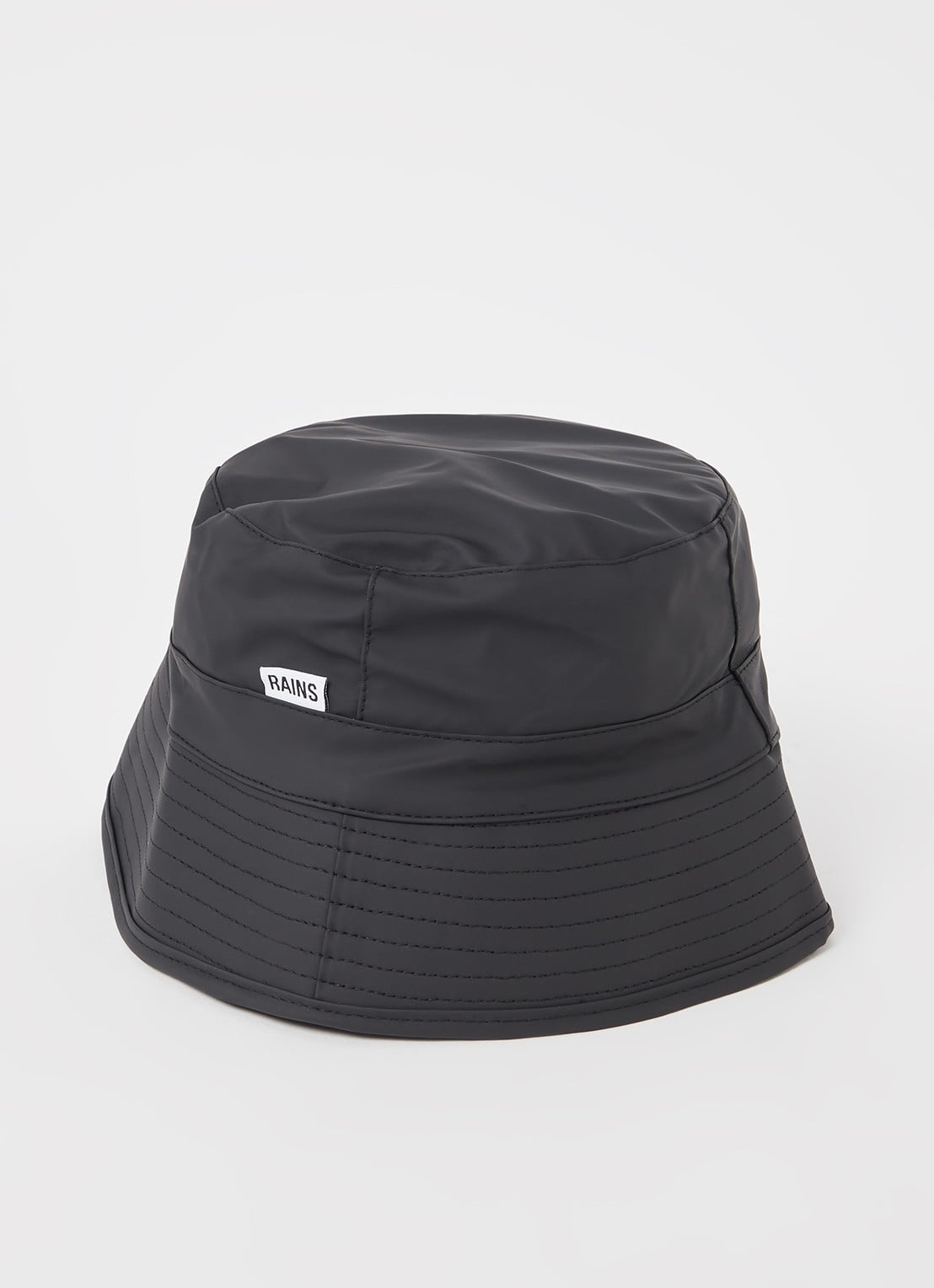 Rains Bucket hoed met logo - voorkant zwart