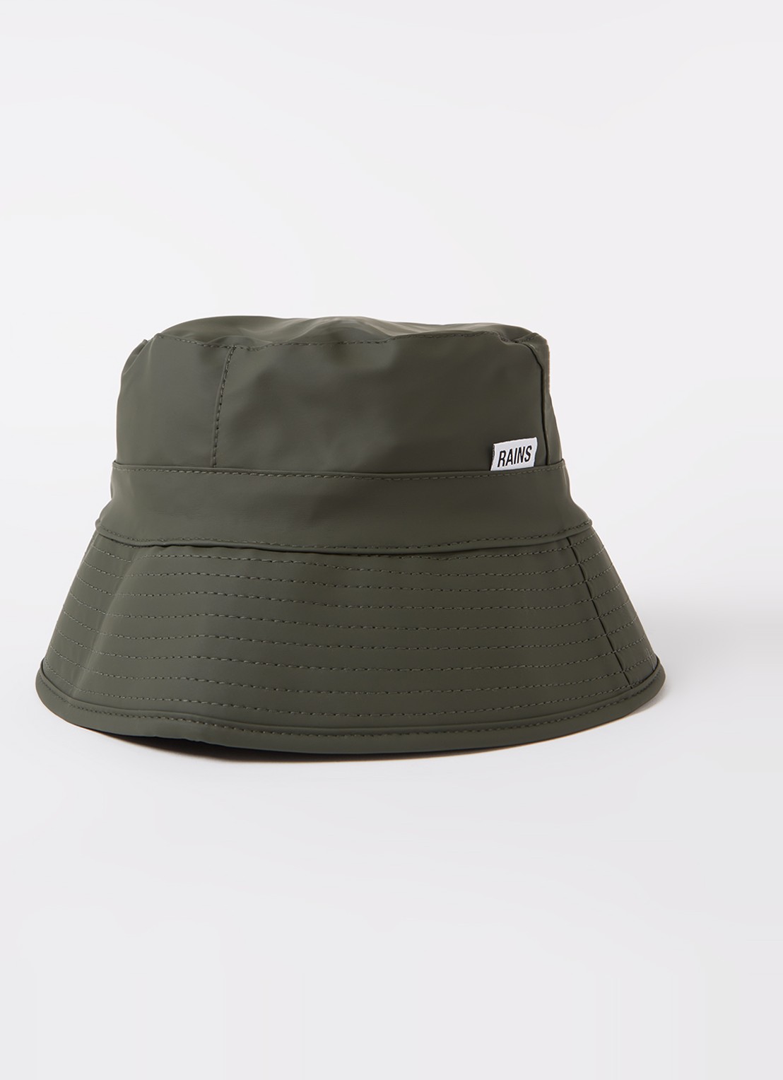 Rains Bucket hoed met logo - voorkant 2 legergroen