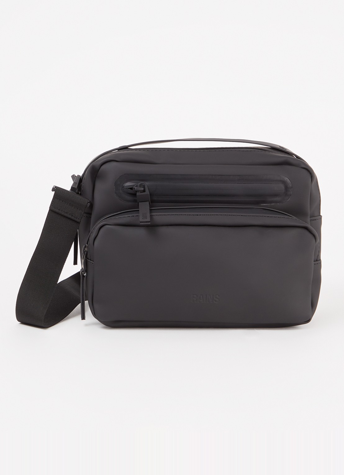 Rains Cargo Box schoudertas met afneembare schouderriem - voorkant 4 zwart