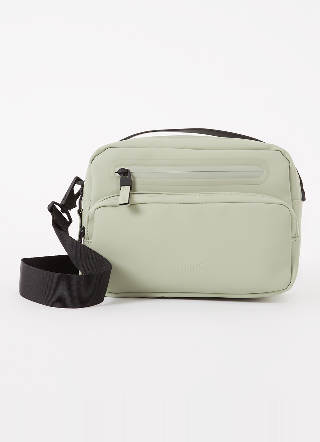 Rains Cargo Box schoudertas met afneembare schouderriem - voorkant lindegroen